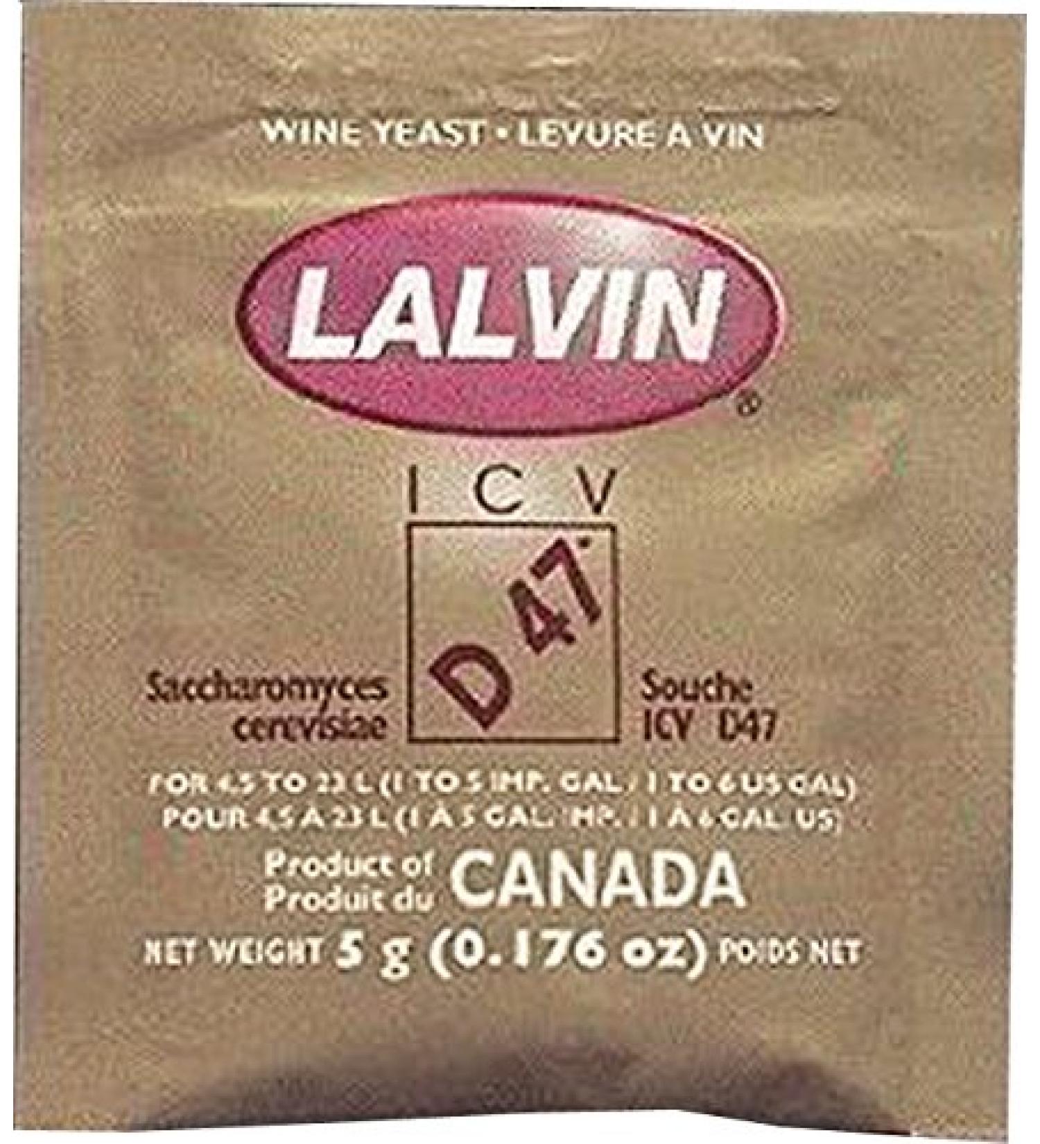 Lalvin D-47 Saccharomyces Cerevisiae 3 (5 G. Pouchs)