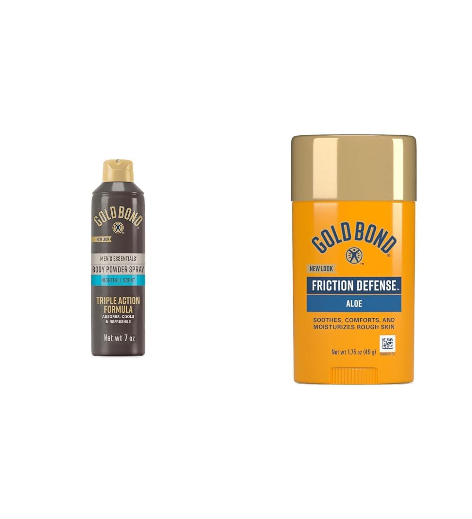 Gold Bond Men's Body Powder Spray Nightfall Scent 7 oz. & Friction Defense Stick 1.75 oz. Skin Care Bundle 7 Ounce (Pack of 1) Talc-Free Nightfall + Stick 775387 - Buy Online on GoSupps.com