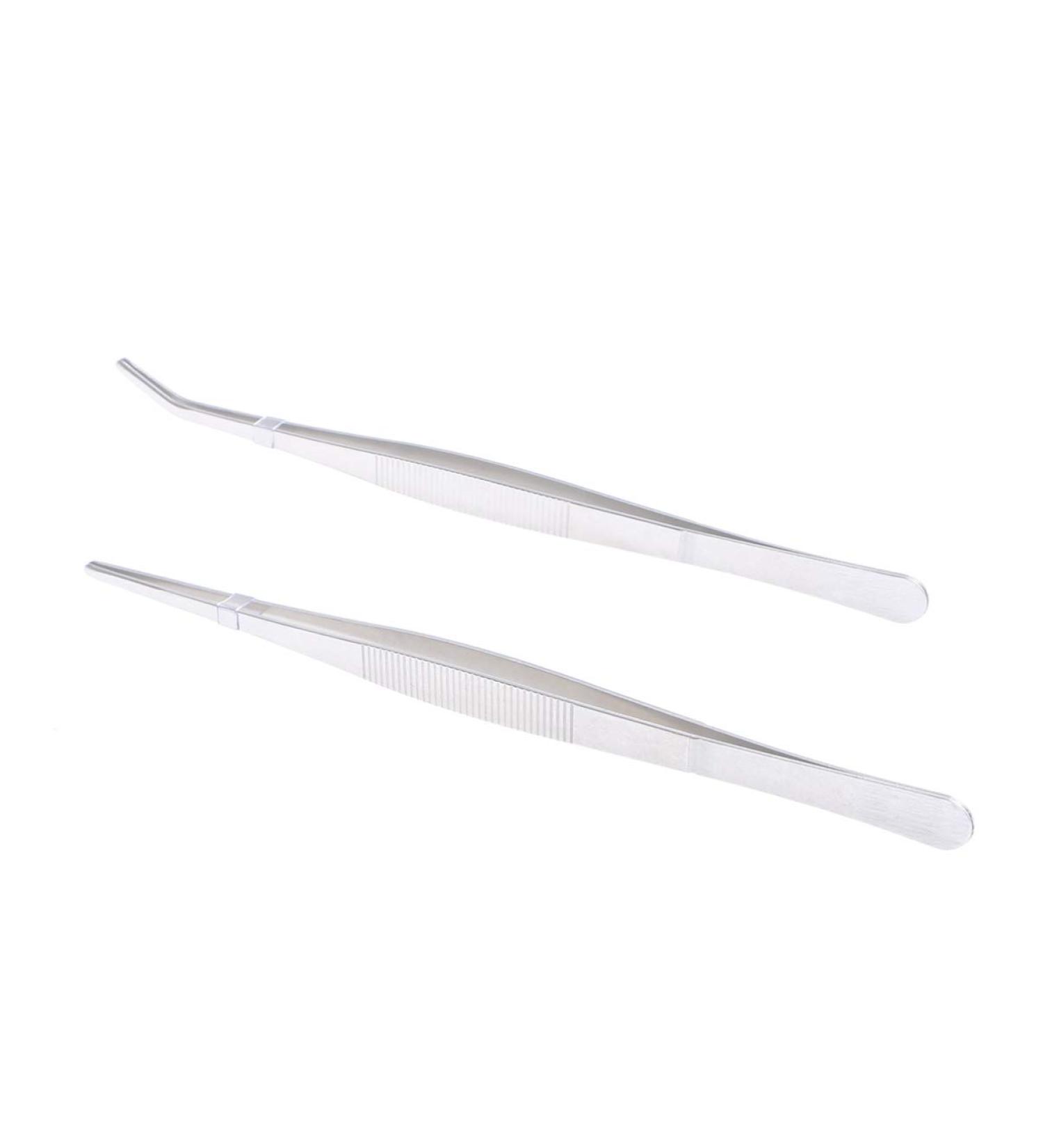 Iplusmile 2-Stainless Steel Tweezers Pliers - Curved & Straight Eyelash Tools for Extensions - Long Handle Rubber Grip - Buy Online on GoSupps.com