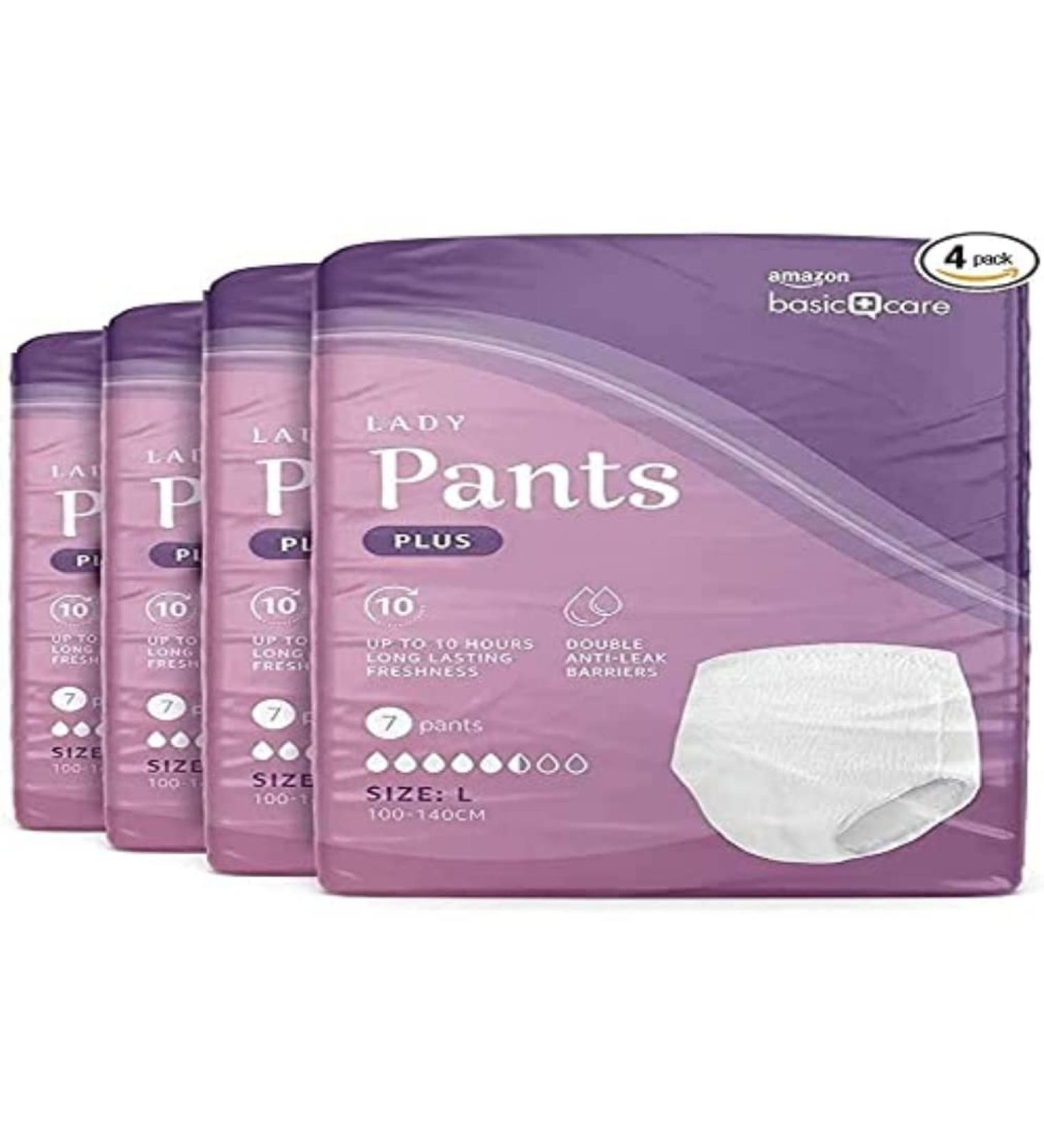 Amazon Basic Care Women's Plus Large Pants 28 White Pants Pack for Ultimate Comfort | International Shipping Available - Buy Online on GoSupps.com