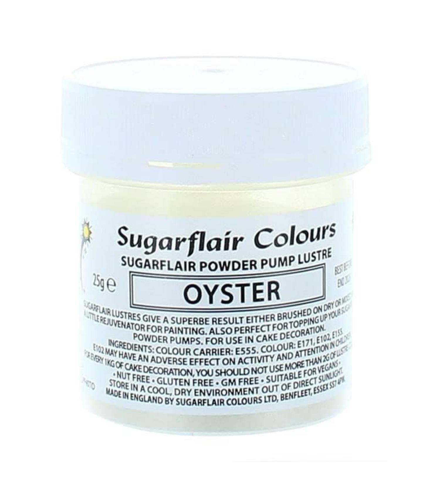 Sugarflair Colours Edible Power Pump Lustre - Oyster - Food Colouring Powder Edible Colour Dust Brush On Spray or Add Rejuvenator to Create Eye-Catching Paint Effect - 25g