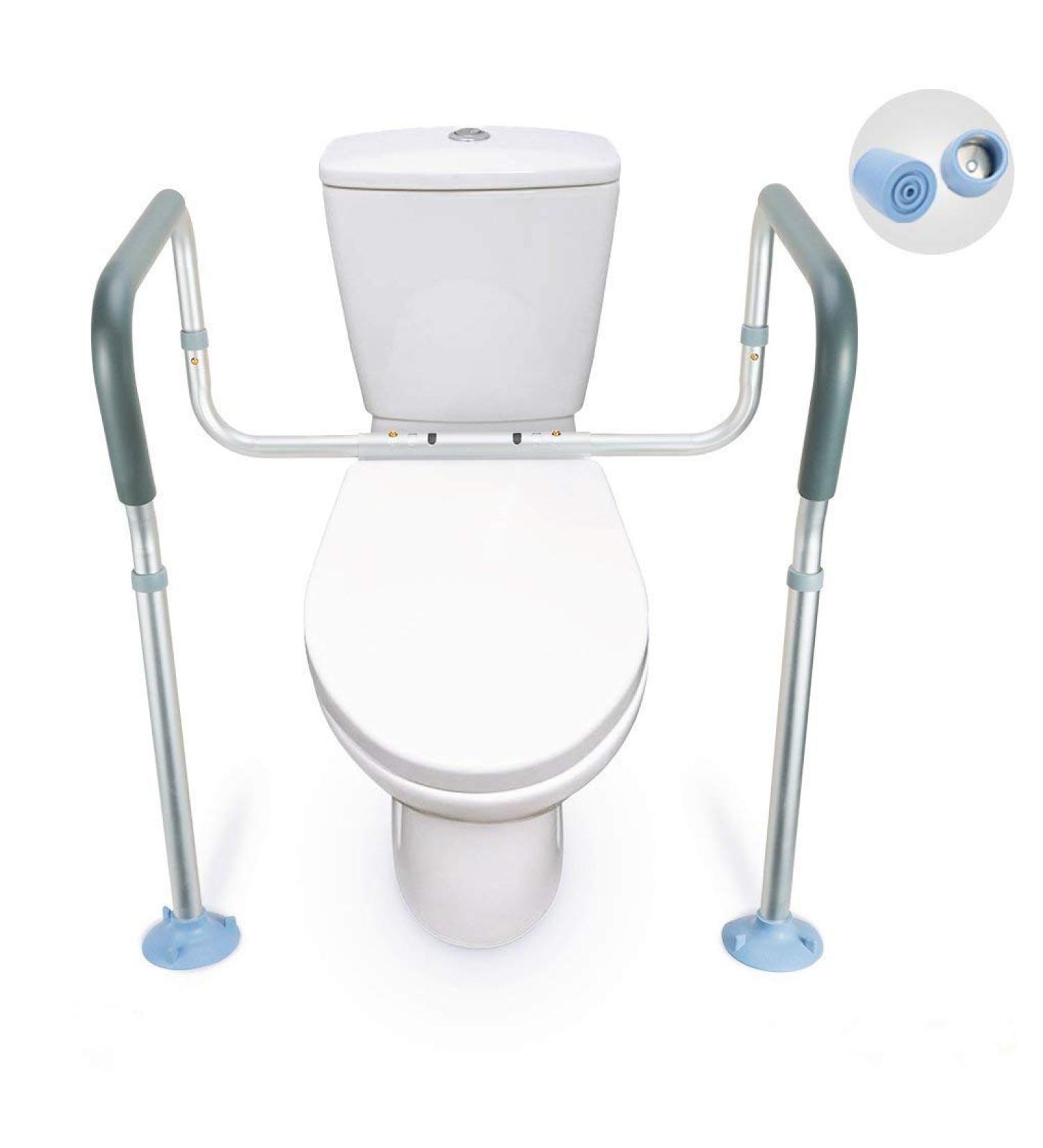 OasisSpace Toilet Rail - Adjustable Bathroom Safety Frame for Elderly and Disabled - Handicap Grab Bar with Rubber Tips - Buy Online on GoSupps.com