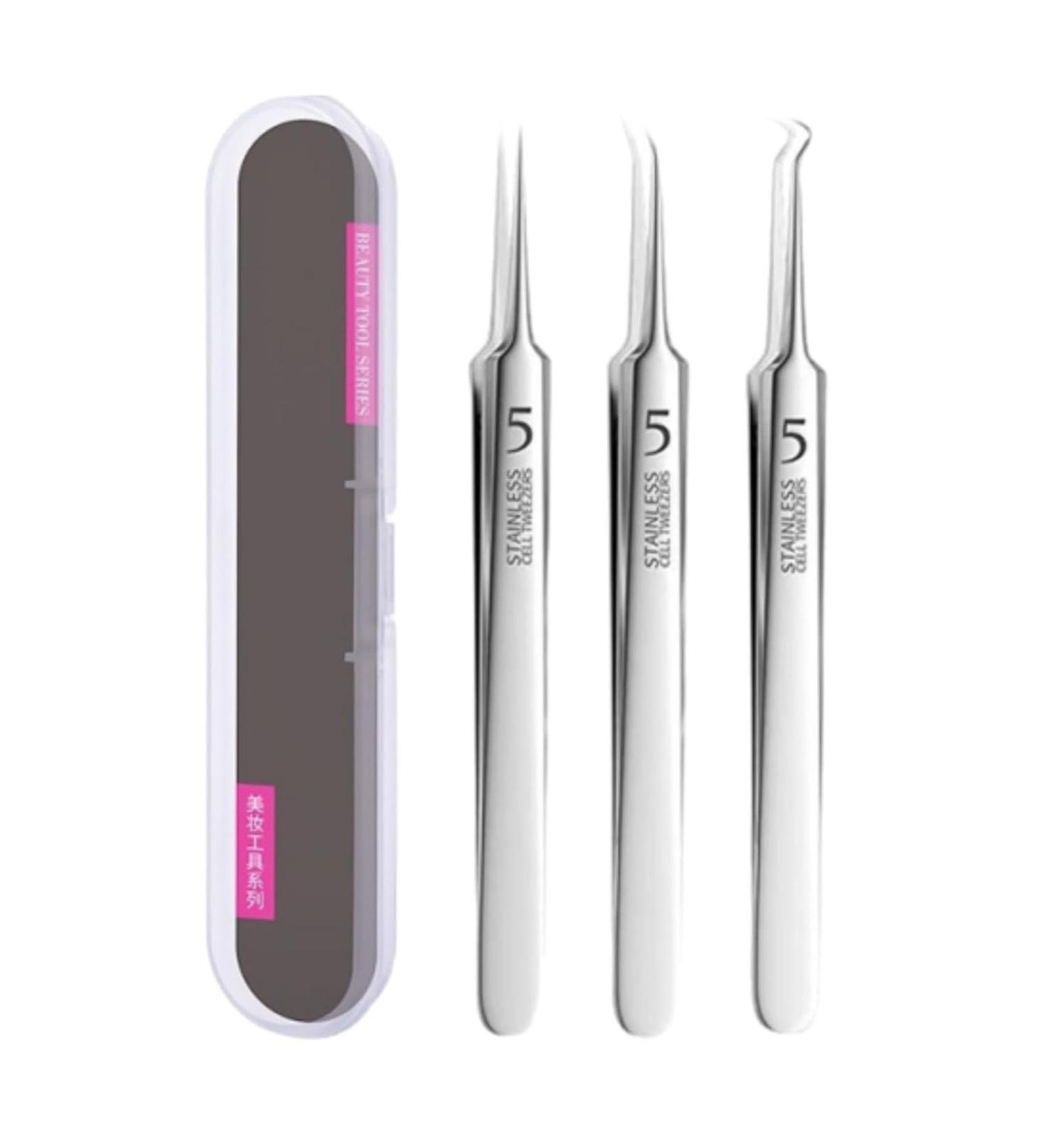 Usiveinborn Blackhead Remover Usiveinborn Tweezers Stainless Steel Facial Blackhead Remover Tweezers Precision Pimple Popper Tool Blackhead Tweezers (3pcs) - Buy Online on GoSupps.com