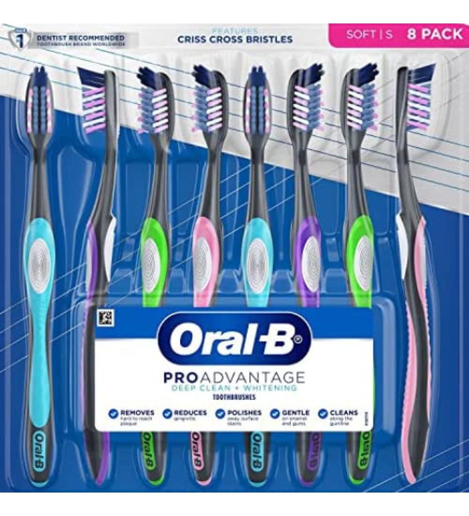 Oral-B ProAdvantage Deep Clean + Whitening Toothbrushes 8 Count (Soft)