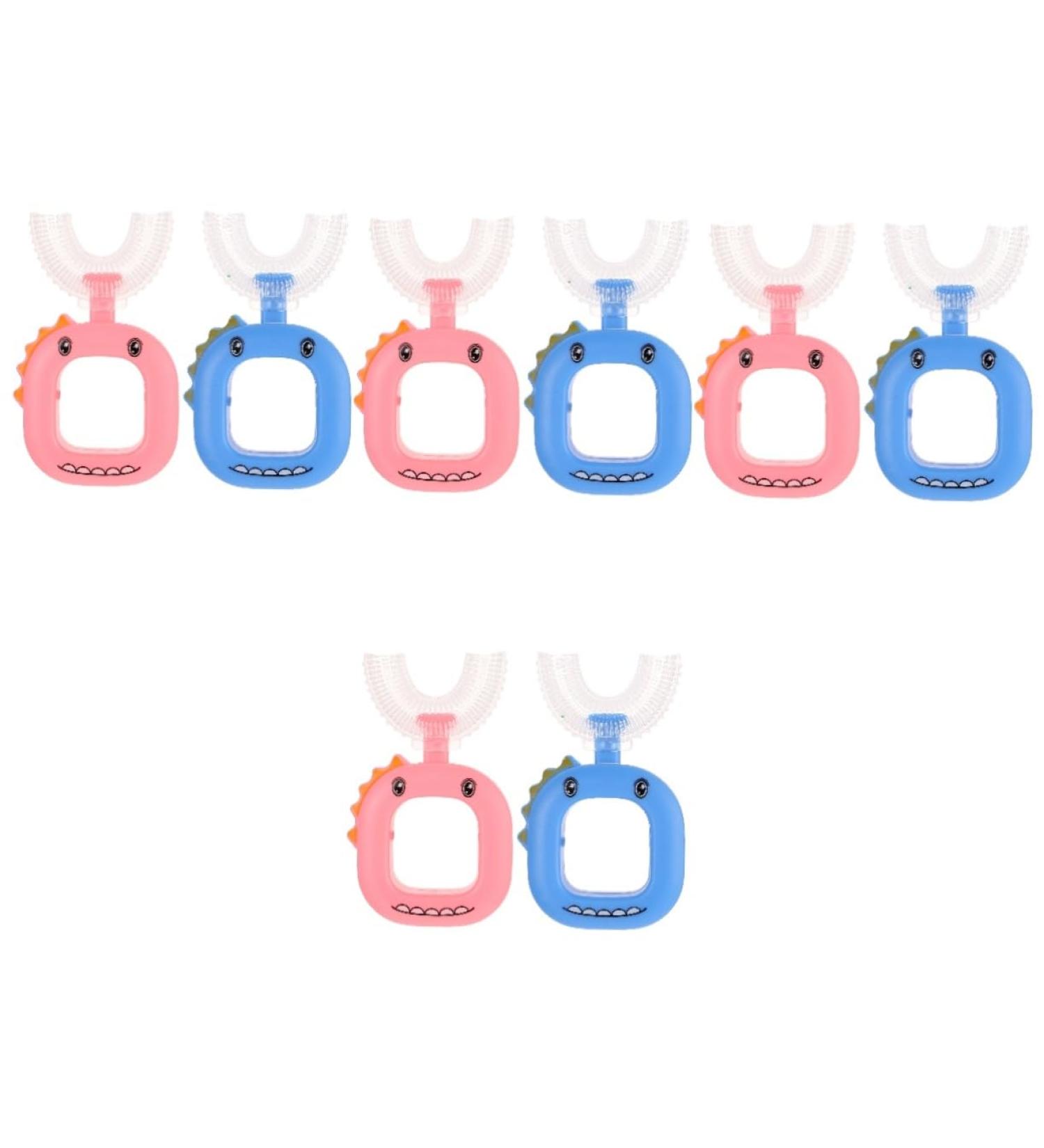 Tovinanna 8 STK U-Shaped Silicone Toothbrush for Kids | Cartoon Children's Training Brush | Portable & Easy Clean - Buy Online on GoSupps.com