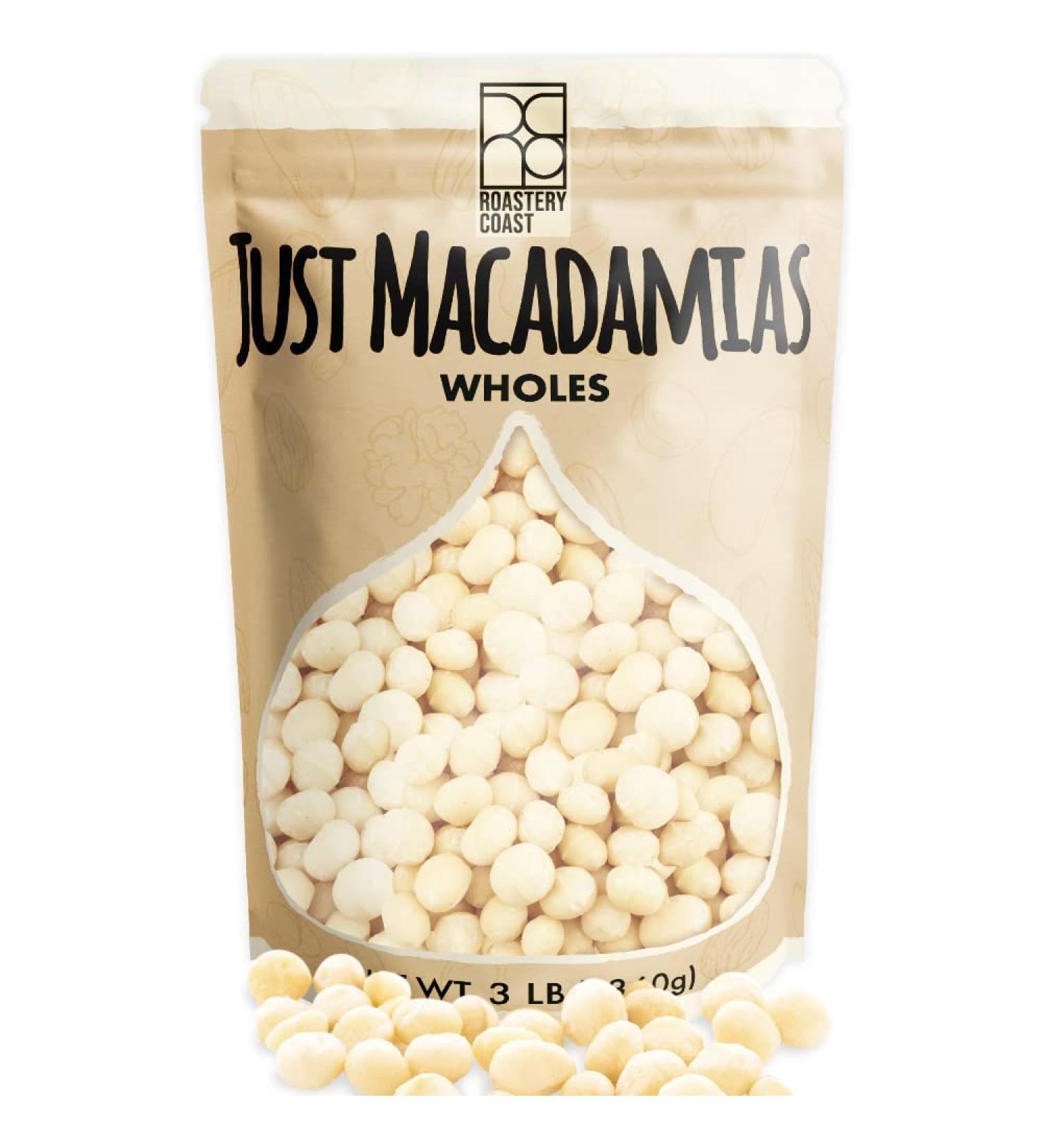 Roastery Coast Macadamia Nuts - Unsalted, Raw & Bulk (48OZ) | Nut Snacks for a Healthy Gluten-Free Keto Snack Mix | Non-GMO & Delicious Nut Butter - Buy Online on GoSupps.com