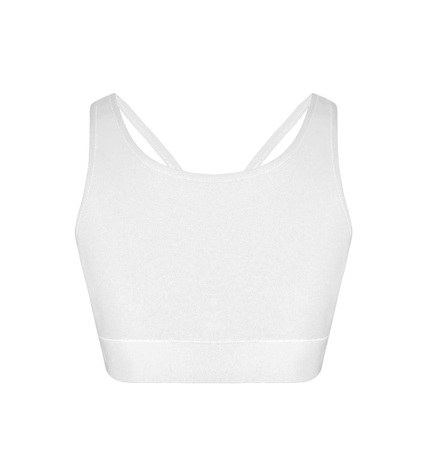 EasyForever Kids Girls White Athletic Sport Bra | Strappy Back | Gym Dance Gymnastics Tank Top - Buy Online on GoSupps.com