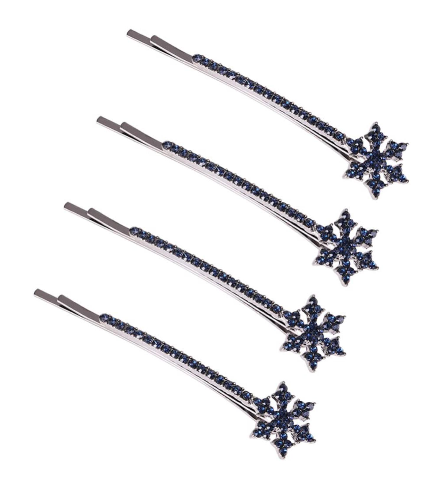 Beaupretty 4 Pieces Blue Rhinestone Snowflake Hair Clips Snowflake Hairpins Christmas Hair Clips Barrettes for Wedding Prom Christmas Party - Buy Online on GoSupps.com