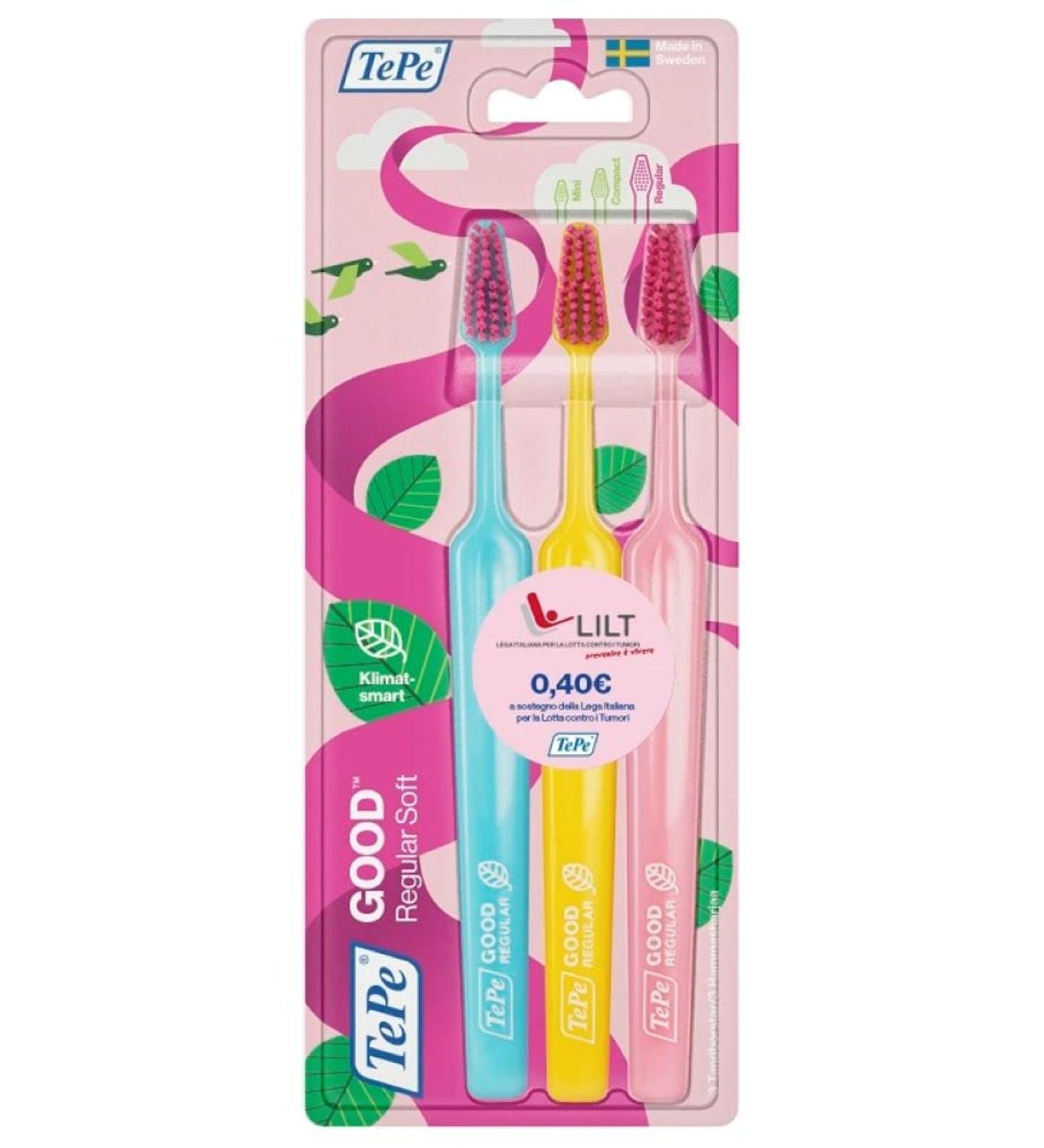 TEPE Good Soft Toothbrush - Eco-Friendly Natural Toothbrush with Soft Bristles for Adults & Teens - 3 Pack - Buy Online on GoSupps.com