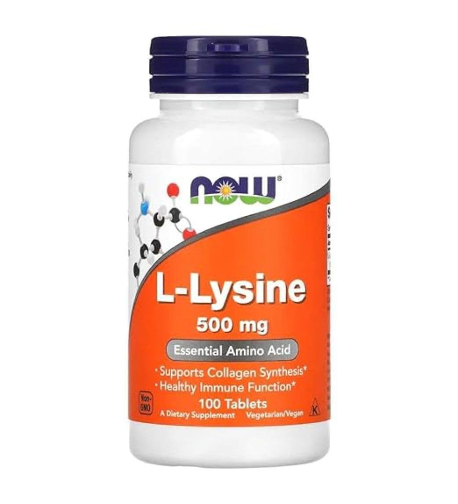 NOW Supplements L-Lysine 500mg Capsules 100 Count - Buy Online on GoSupps.com