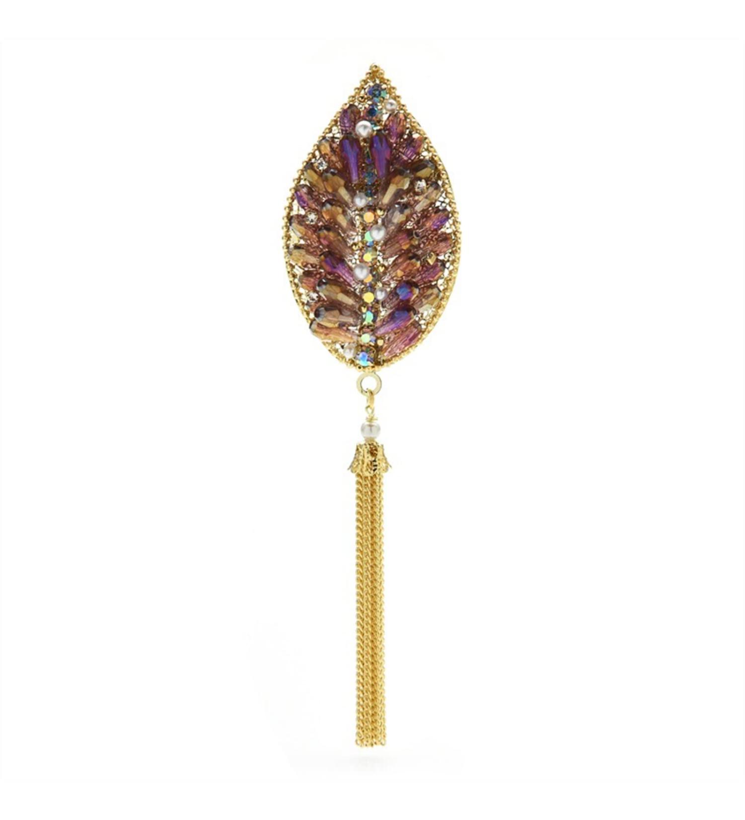 Pin Jewelry Gifts for Women Ladies Elegant Tassel Crystal Leaf Brooch Wedding Party Brooch Leaf Shaped Brooch Ladies Fashion Accessories Brooches & Pins - Buy Online on GoSupps.com