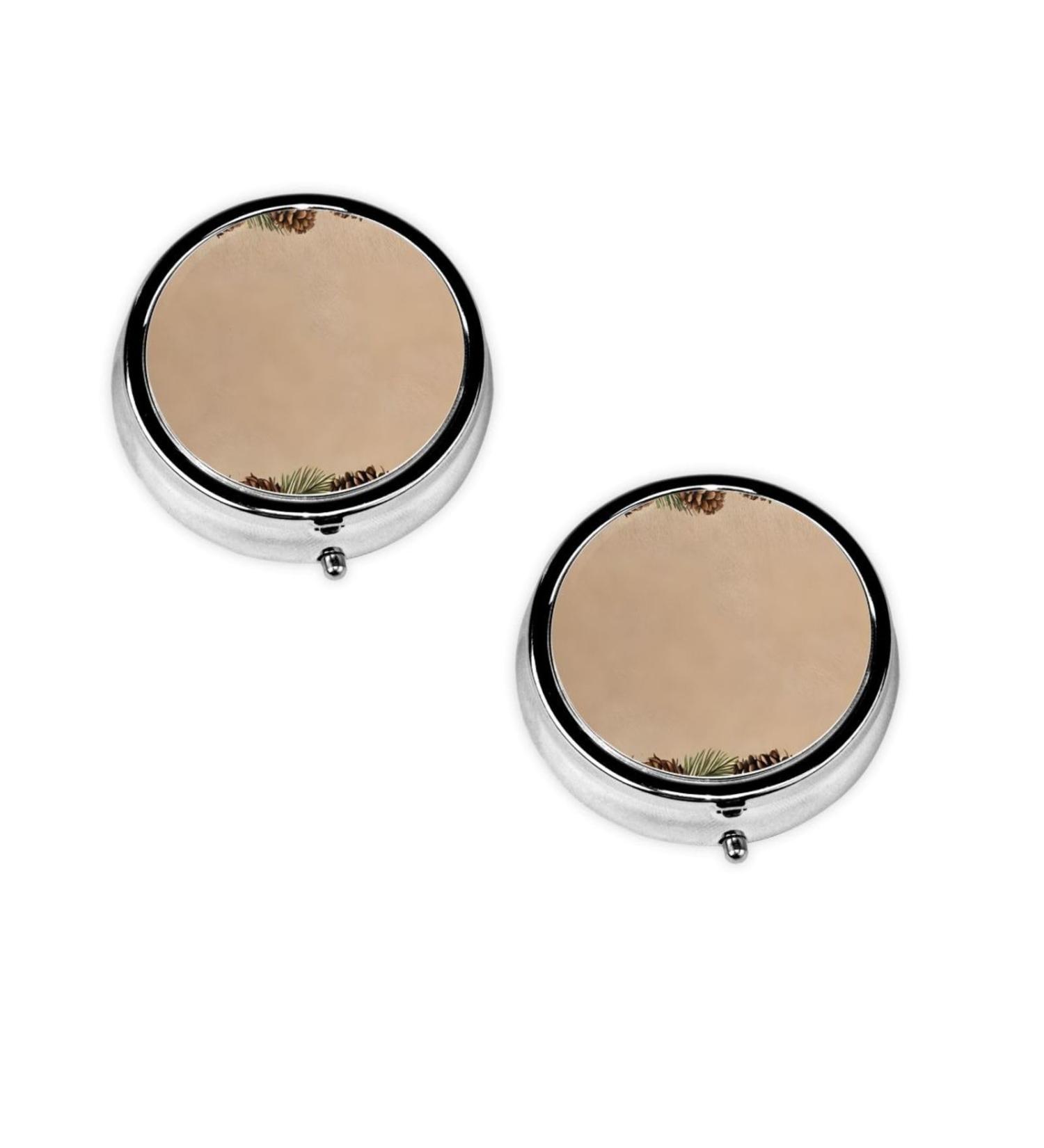Buy Pine Cone Border Round Pill Box - 3 Compartment Portable Travel Medicine Organizer - Buy Online on GoSupps.com