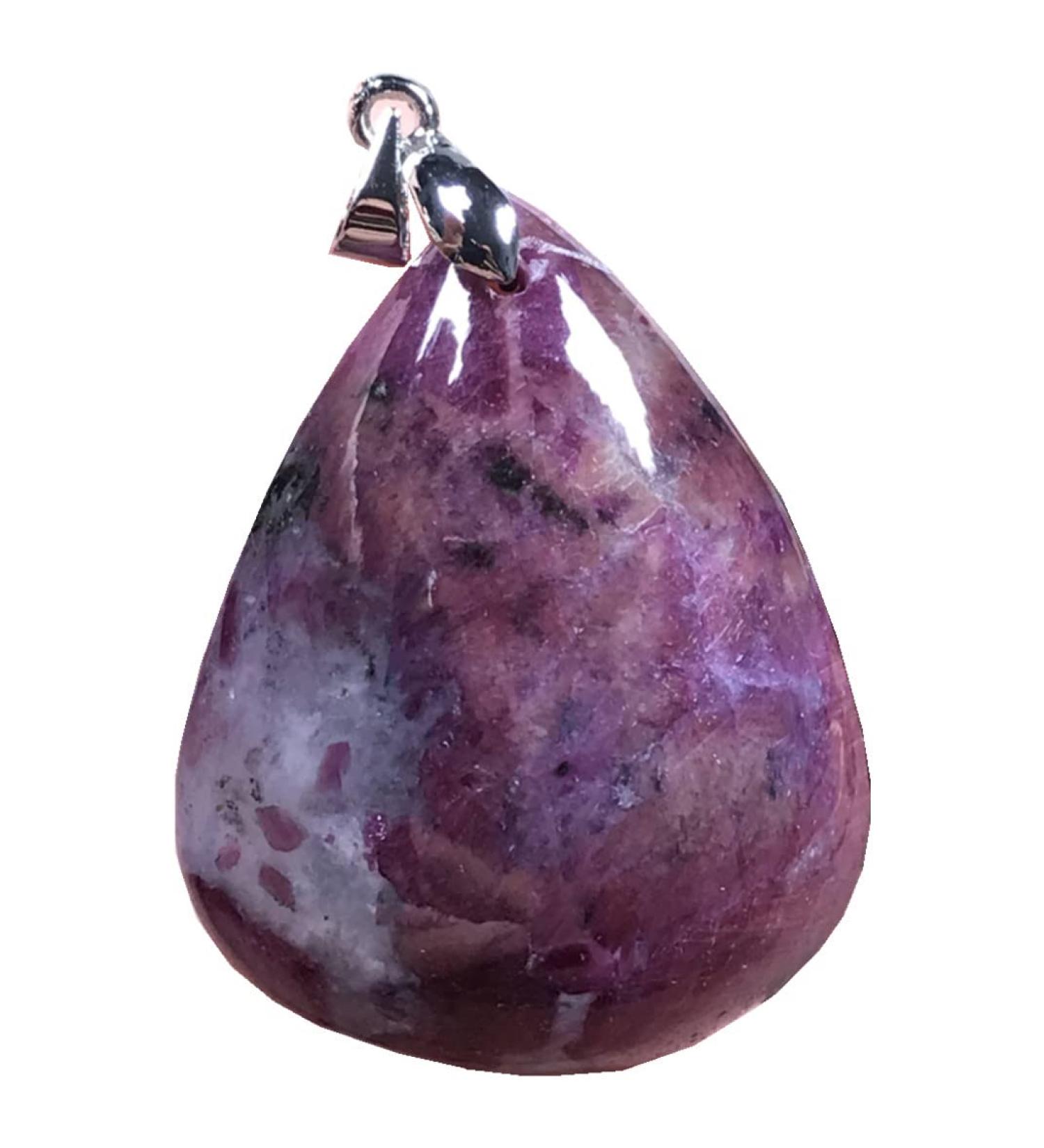 Natural Ruby Zoisite Pendant for Luck - Rare Red Green Crystal Jewelry for Men & Women | 37x28x12mm Silver Gift - Buy Online on GoSupps.com