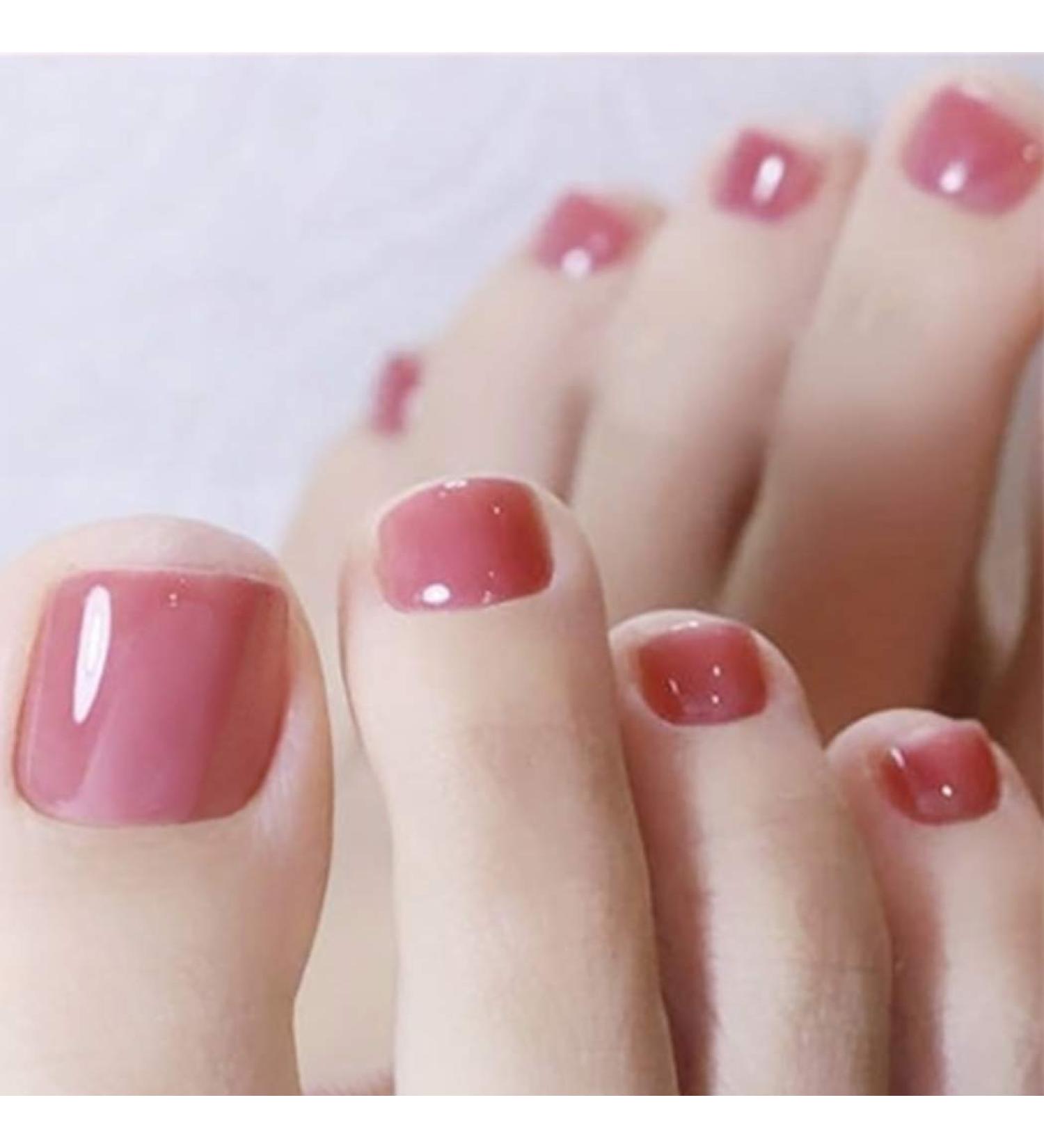 Brishow Pink Stick-on False Toenails - 24pcs Fake Toenails for Women & Girls | International Shipping - Buy Online on GoSupps.com