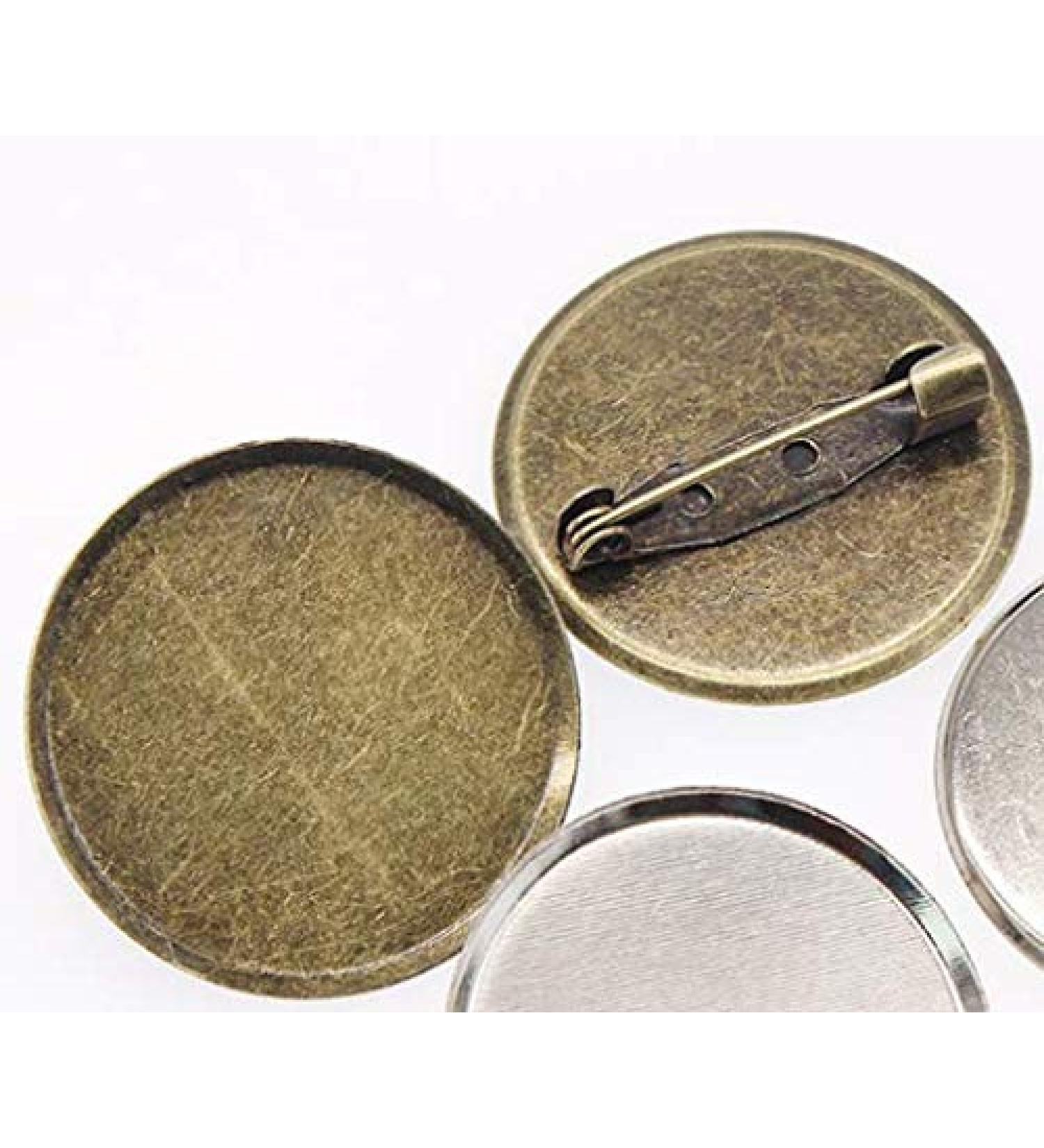 RuiLing 50pcs 2.5cm Bronze Brooch Clasps Pin Disk Base for DIY Jewelry Making - Buy Online on GoSupps.com