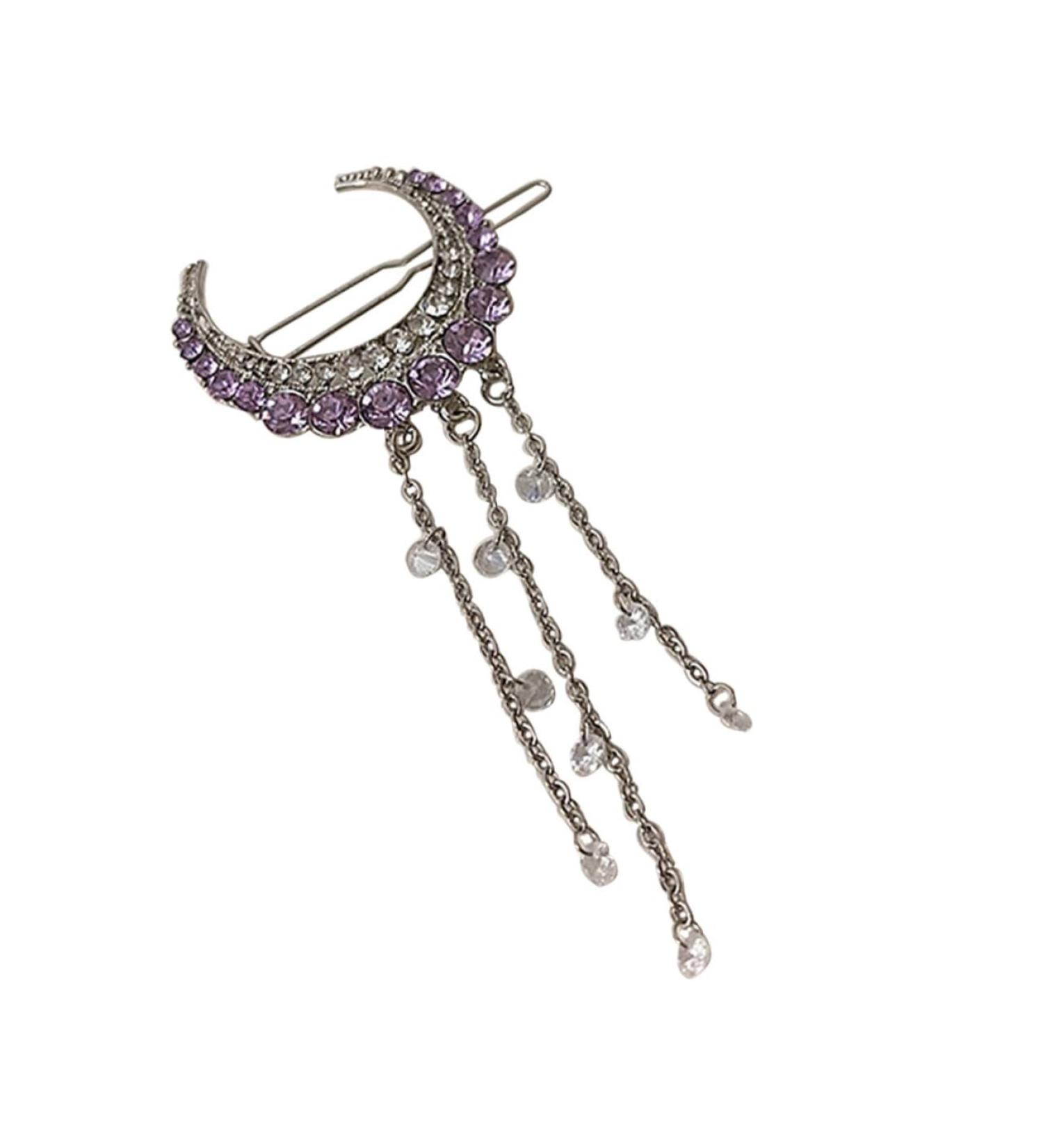 MAGICLULU Hairpin Rhinestone Hair Decorations Rhinestone Hair Barrettes Headdress for Women Moon Hair Decoration Women Hair Decor Tassel Hair Barrette Rhinestone Tassel Hair Clip - Buy Online on GoSupps.com