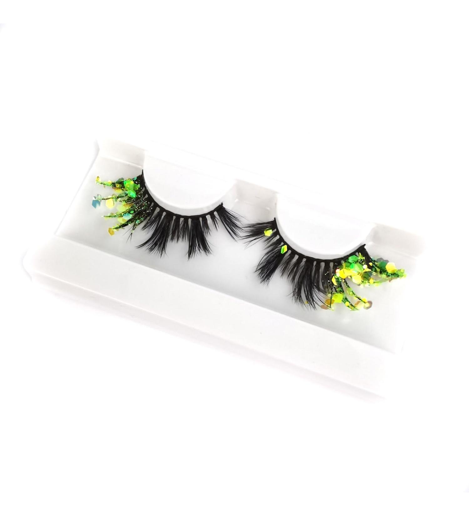 Colored Eyelashes 5D False Eyelashes with Glitter Fake Mink Eyelashes Wispies Fluffy Colored Eyelashes Dramatic Strip Eyelashes for Christmas Cosplay Costumes Fake Eyelashes Type 7 - Buy Online on GoSupps.com