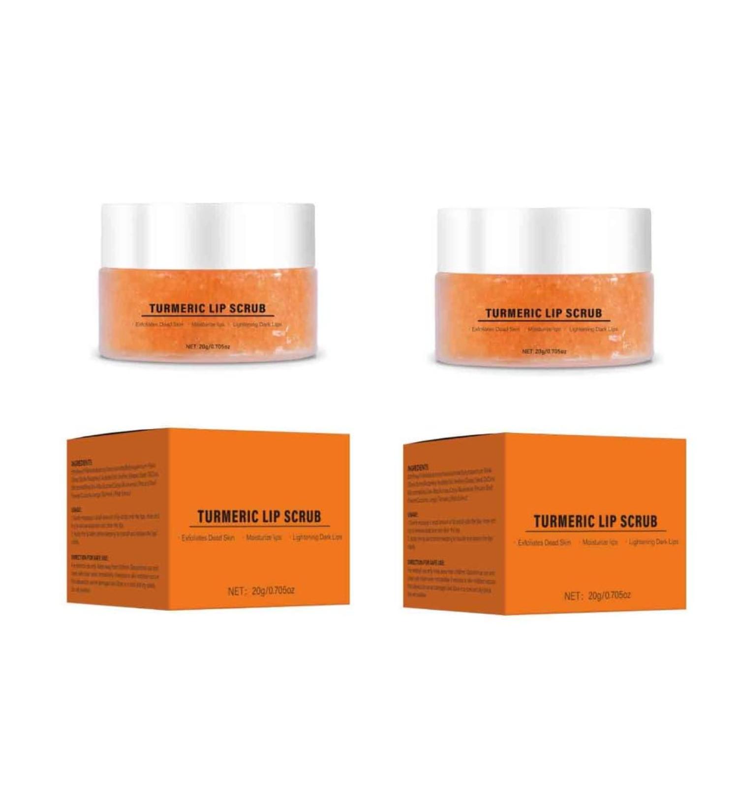 2PCS Turmeric Lip Scrub Dead Skin Removal Exfoliating Moisturizing Balm for Dry Chapped Lips Fade Lip Lines Nourishing - Buy Online on GoSupps.com