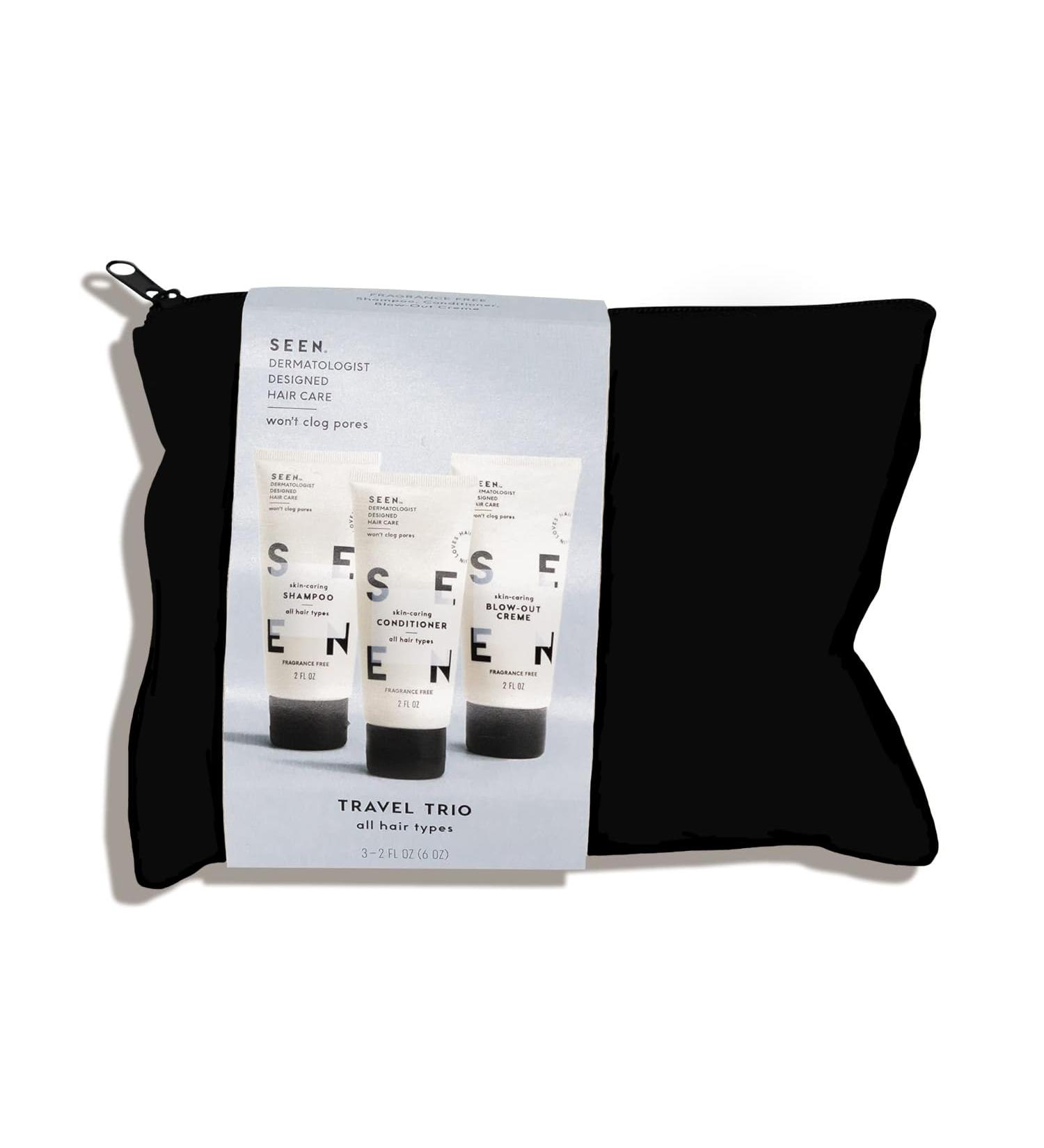 SEEN Travel Trio Set - Fragrance-Free Non-Comedogenic Hair Cream Shampoo & Conditioner for Sensitive Skin - Reduces Frizz & Protects Hair - 0.67 Fl Oz (Pack of 3 - Buy Online on GoSupps.com