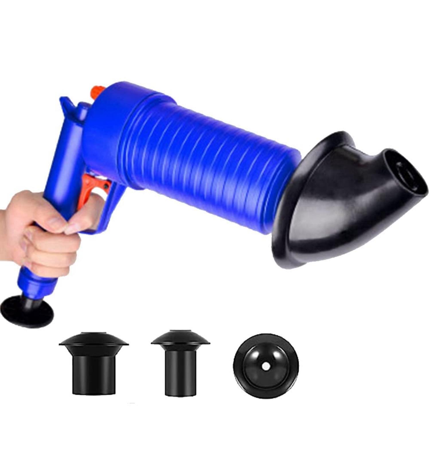 iFutniew Drain Clog Remover Blue Drain Clog Remover Plastic Drain Clog Remover with 4 Suction Cups High Pressure Exhaust Bathroom Kitchen Clogged Pipe Tub Cleaning Blue - Buy Online on GoSupps.com