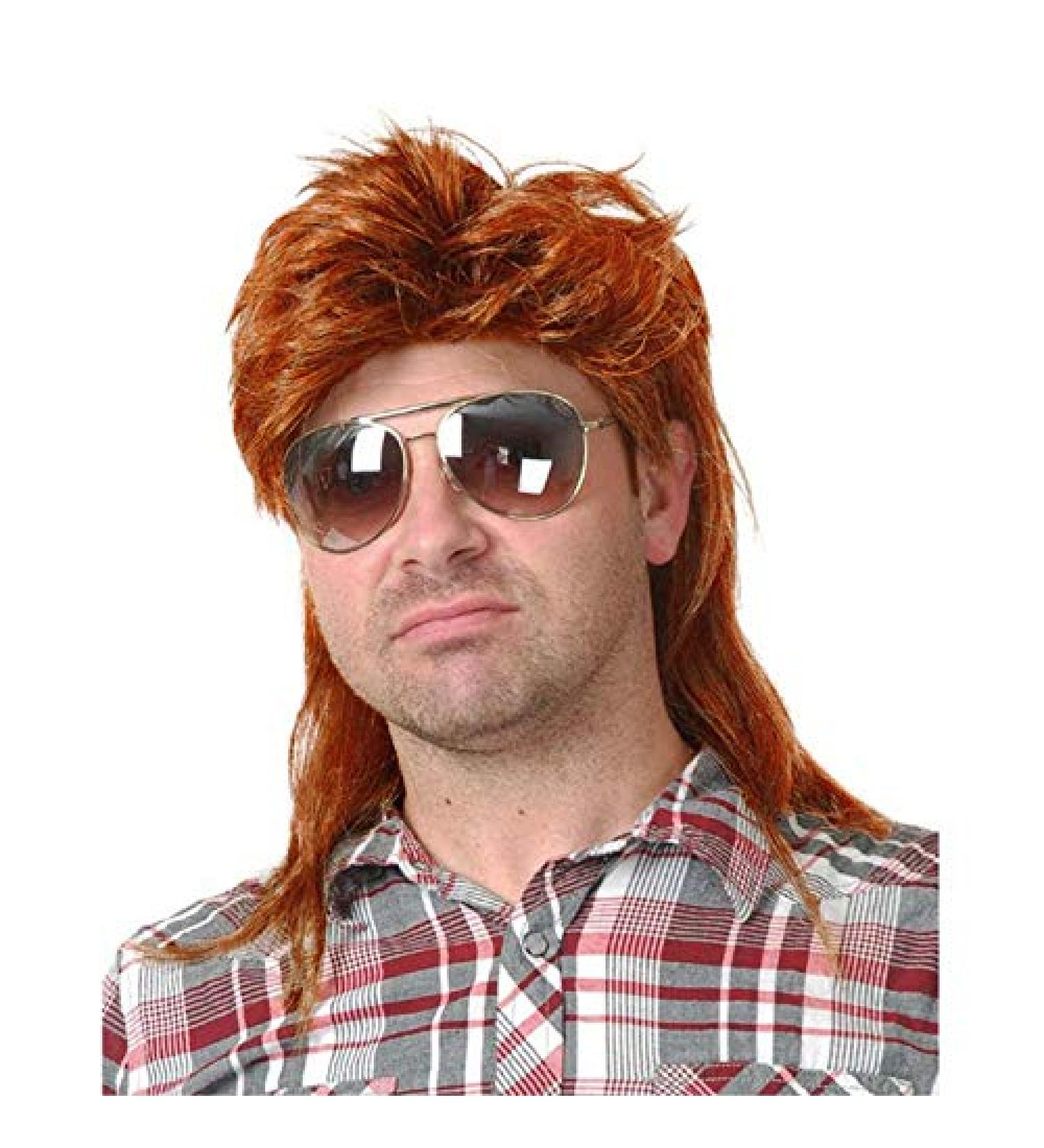 Baruisi 80s Orange Mullet Wig - Men's Cosplay & Halloween Fancy Dress - Buy Online on GoSupps.com