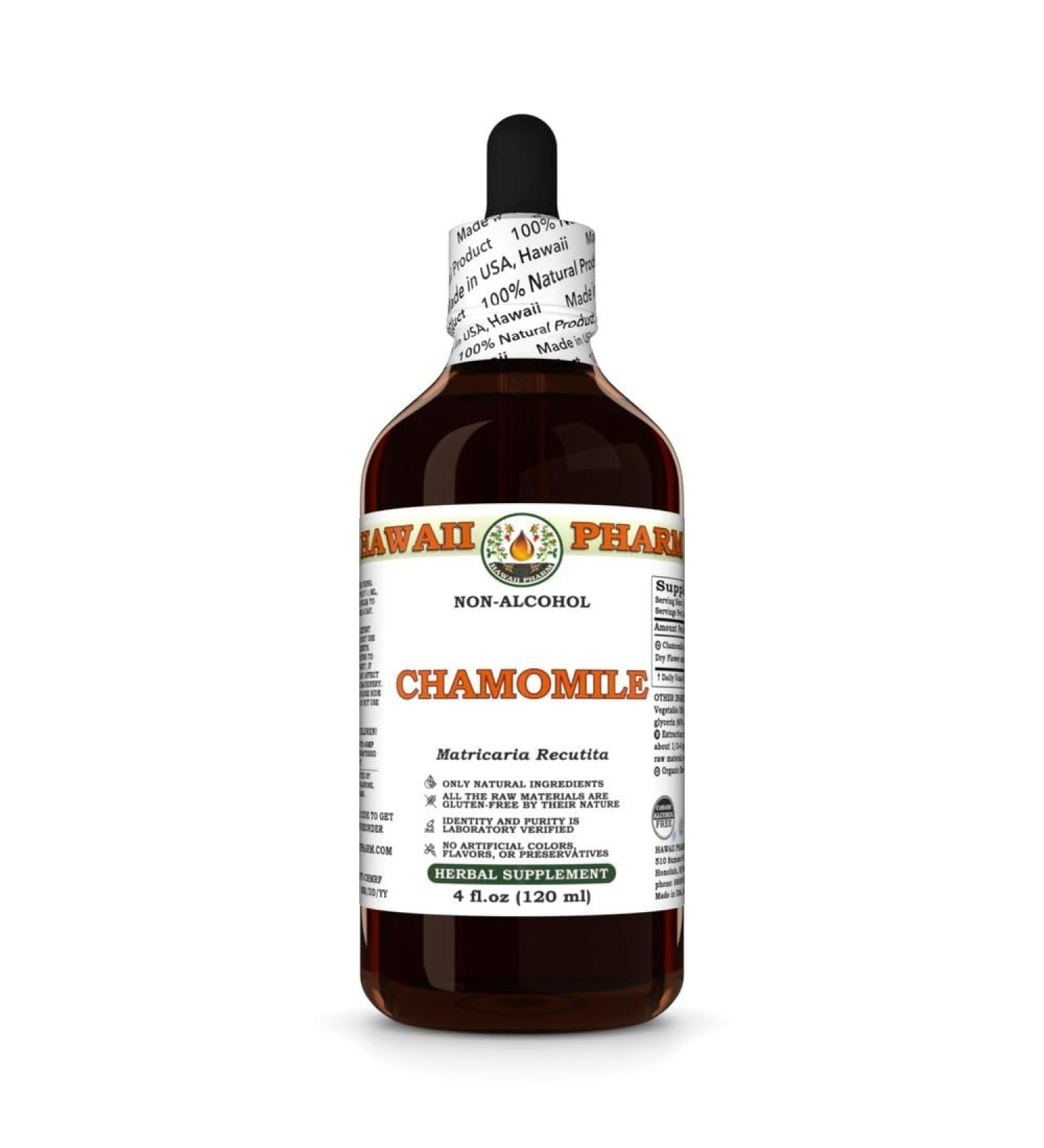 Chamomile (Matricaria Recutita) Dry Flower Glycerite Made in Hawaii Organic Raw Materials All Natural Vegan Lab Tested Alcohol-Free Liquid Extract - 4 fl.oz 4 Fl Oz (Pack of 1) - Buy Online on GoSupps.com