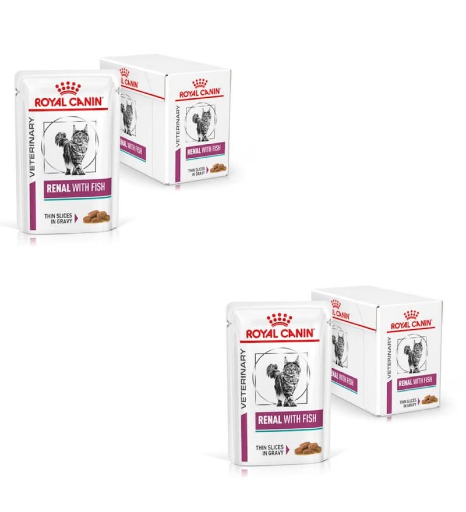 Royal Canin Veterinary Renal Fish | Double Pack | 2 x 12 x 85 g | Complete Dietetic Food for Adult Cats | for the Sou - Buy Online on GoSupps.com