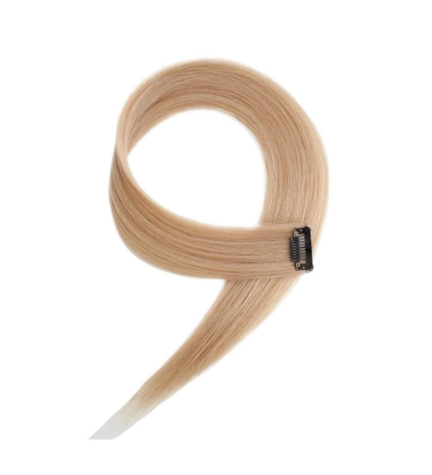 Hair Piece Synthetic Hair Clip-In One Piece For Ombre Hair Extensions Pure Color Straight Long Fake Hair Pieces Clip For Women(1pc P18/613) 1pc P18/613