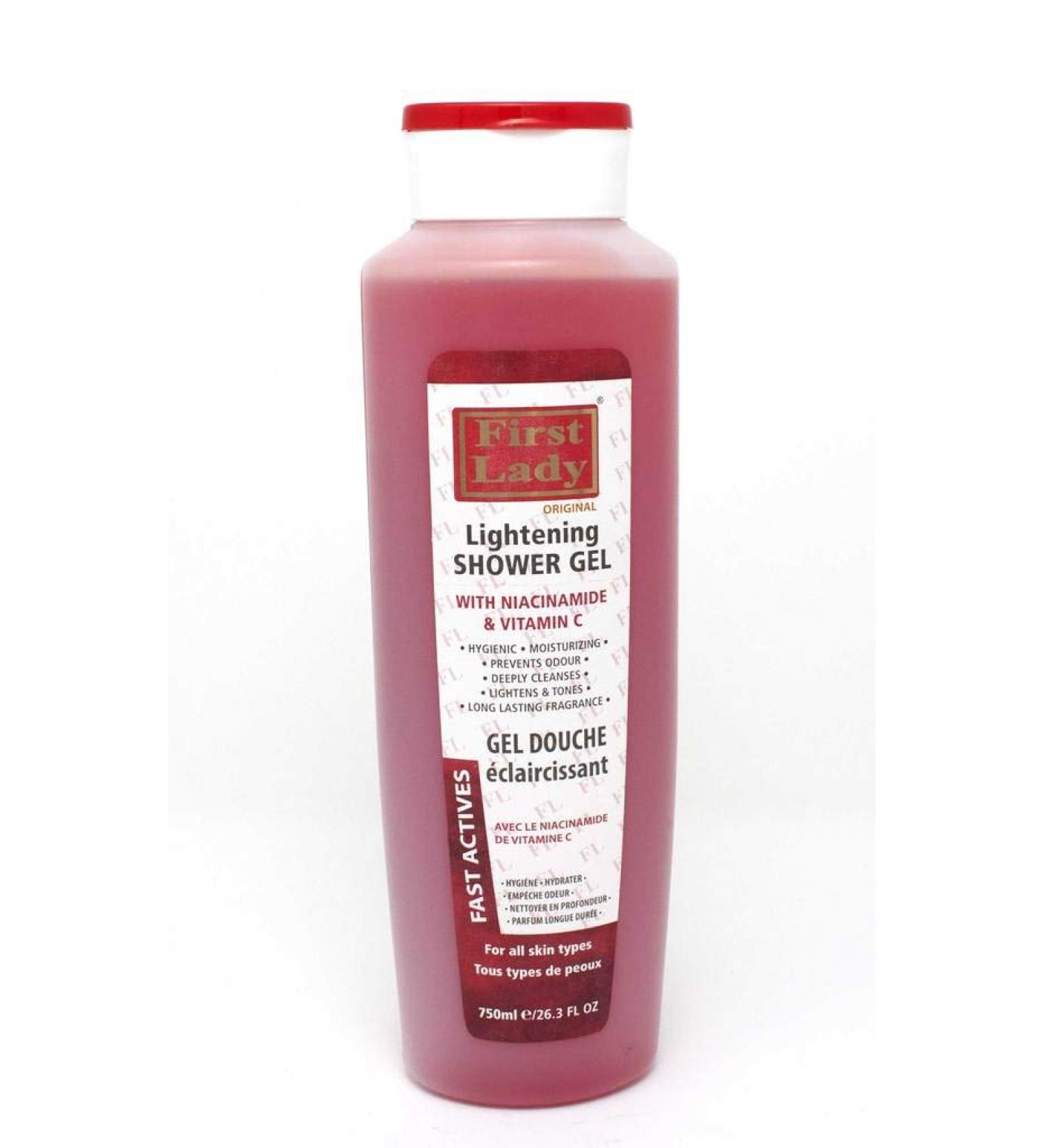 First Lady Skin Lightening Shower Gel 750ml - with Niacinamide & Vitamin C - Hygienic & Clean