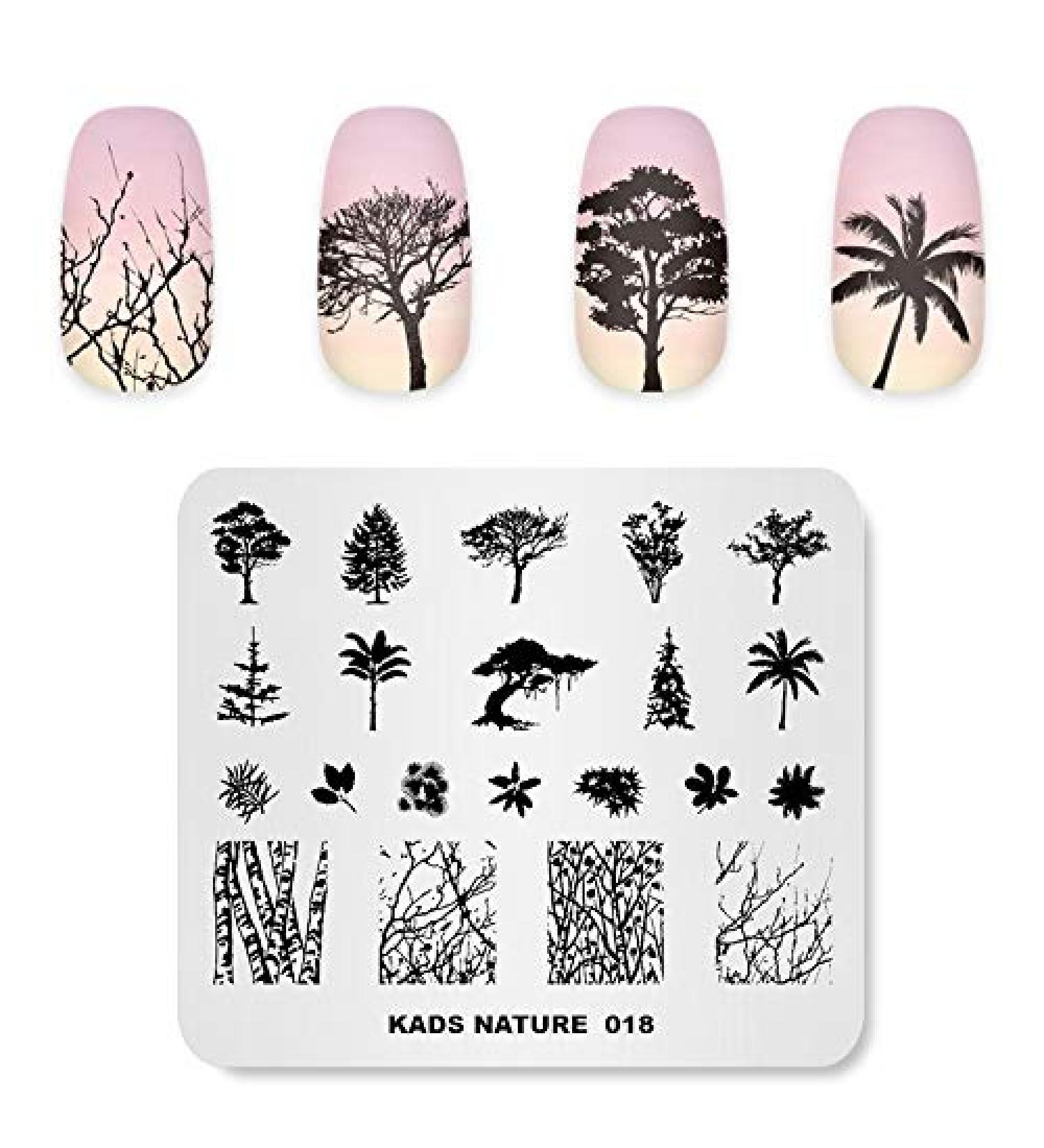 Nail Art Stamping Plate NA018 | Nature Branch & Coconut Tree Design | DIY Nail Polish Tool | International Shipping Available - Buy Online on GoSupps.com