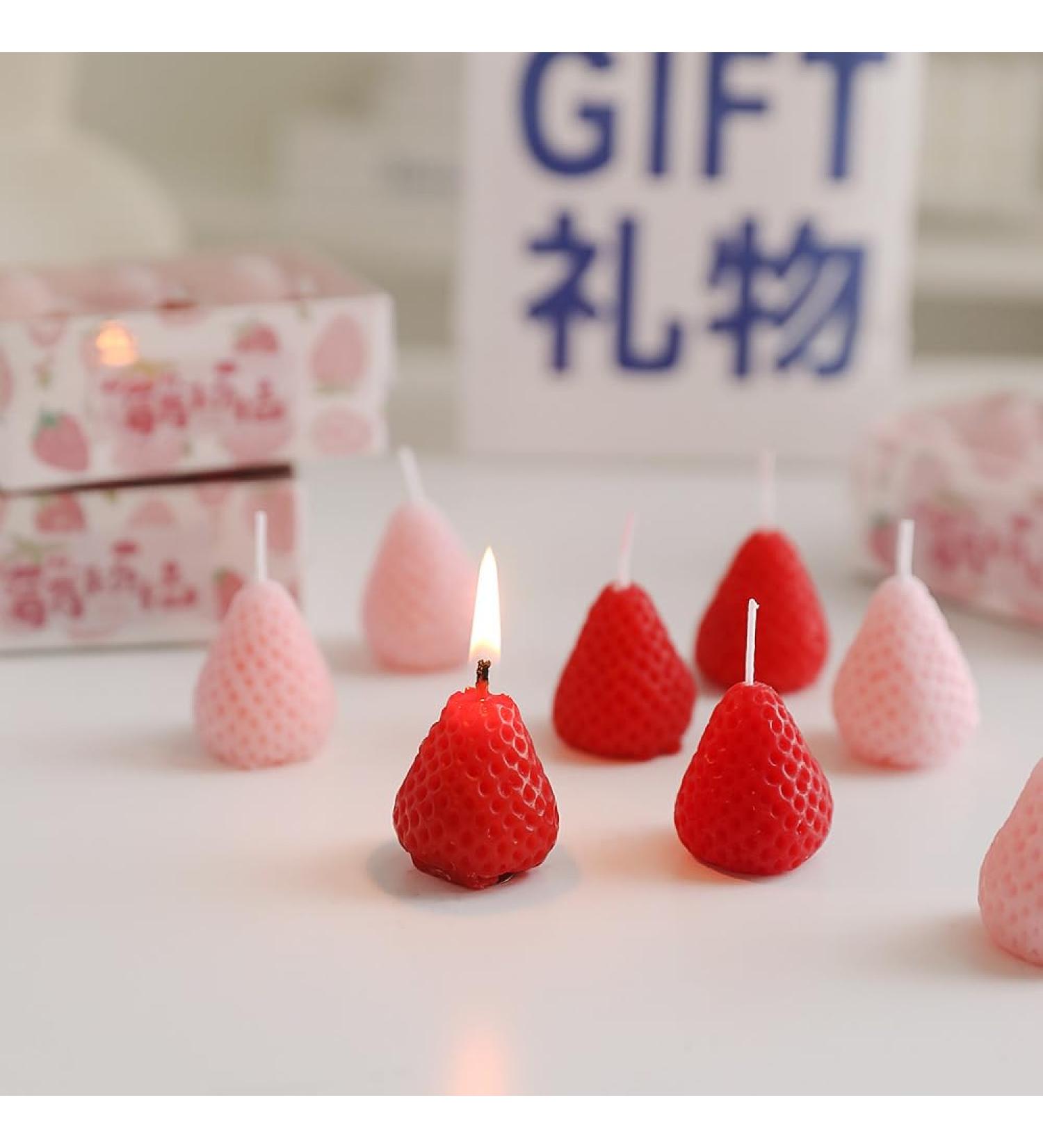 Buy Mini Fruit Scented Candles - Aromatherapy Home Decor | Christmas Gifts & Party Decoration - Red & Pink Strawberries - Buy Online on GoSupps.com