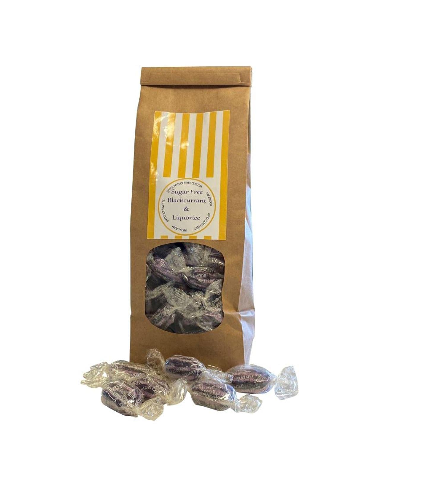 300g Bag of Stockleys Sugar Free Blackcurrant and Liquorice Sweets