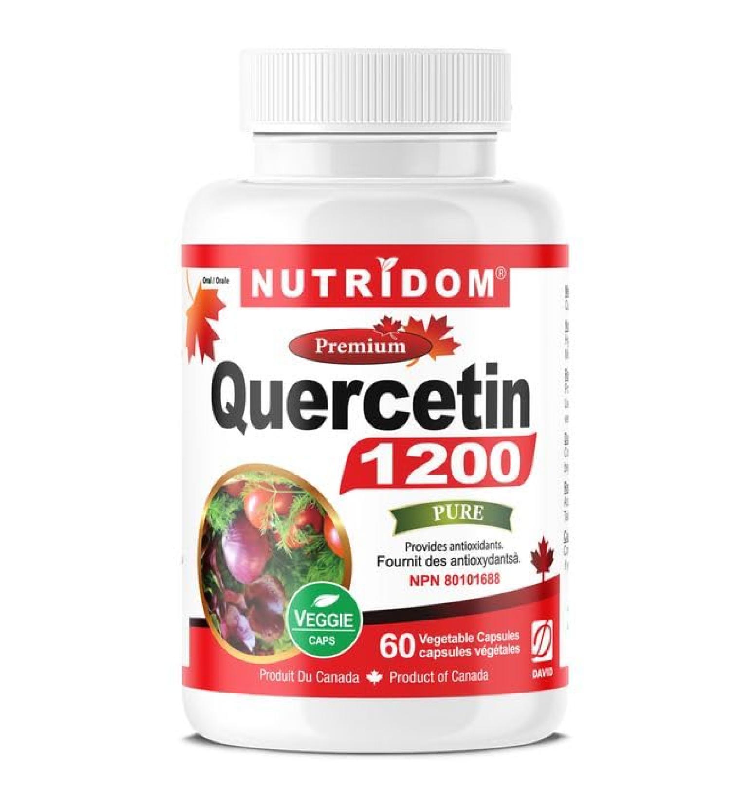 Nutridom Quercetin 600mg - Bioflavonoid - Quercetin Supplement - Supports Healthy Cellular Function Cardiovascular Health Immune Health & Response - Derived from the bud of the Japanese Pagoda tree Non-GMO Vegan Gluten-free (60 Veggie capsules) - Buy Online on GoSupps.com