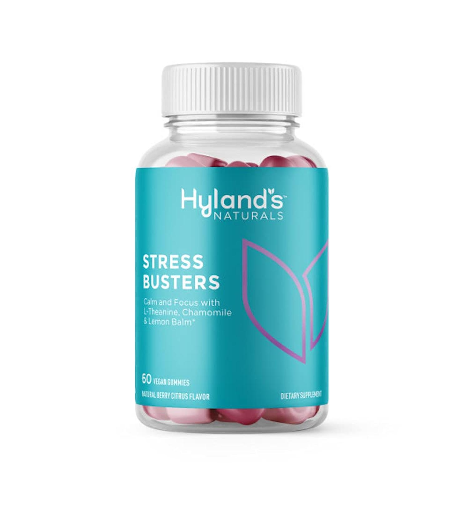 Hyland's Naturals Stress Busters Gummies - Calm & Focus with L-Theanine, Chamomile, Lemon Balm - 60 Vegan Gummies (30 Days) - Buy Online on GoSupps.com