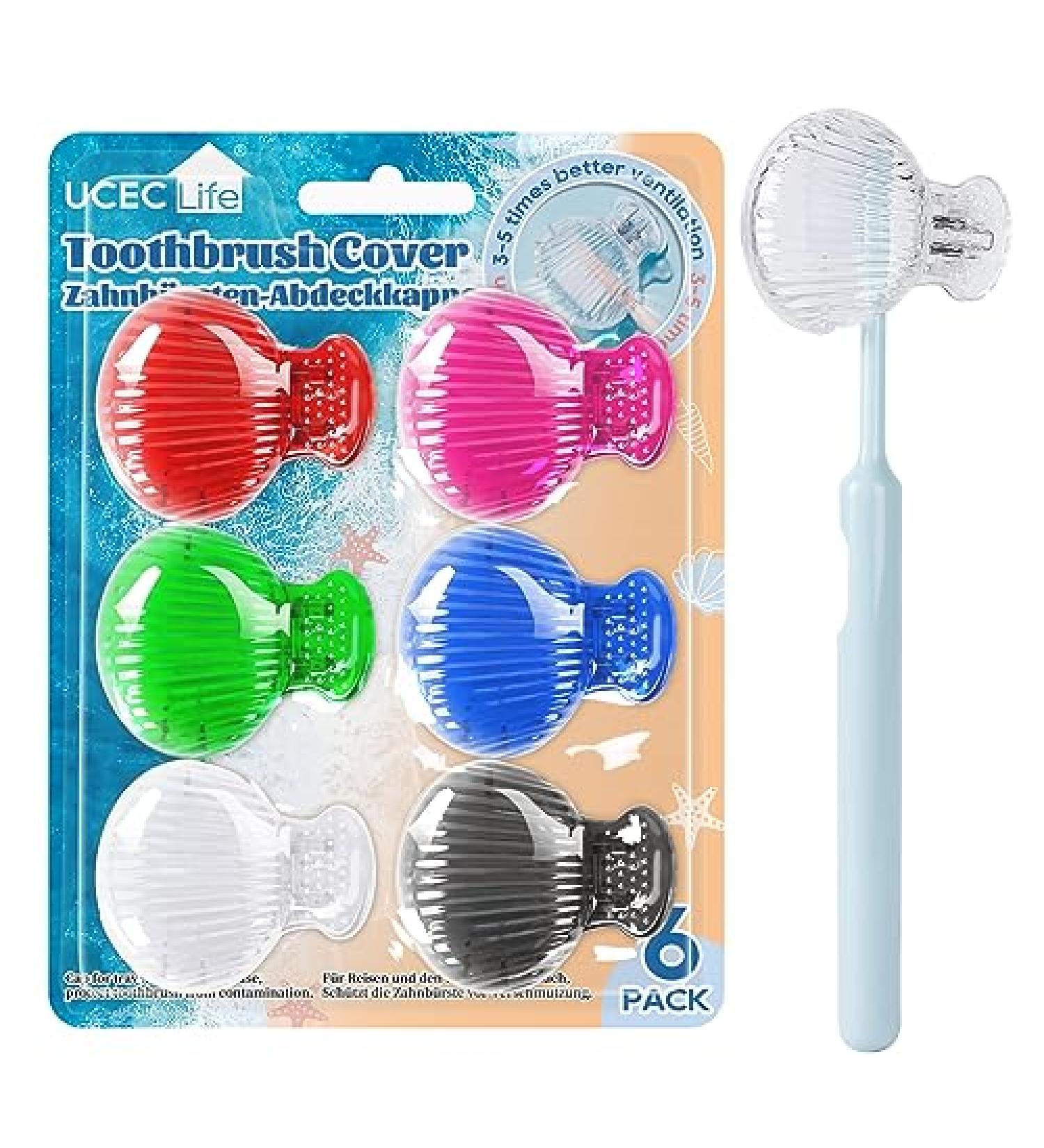 UCEC 6 Pack Toothbrush Covers - Travel-Friendly Toothbrush Protector Caps for Camping Bathroom & School - Buy Online on GoSupps.com