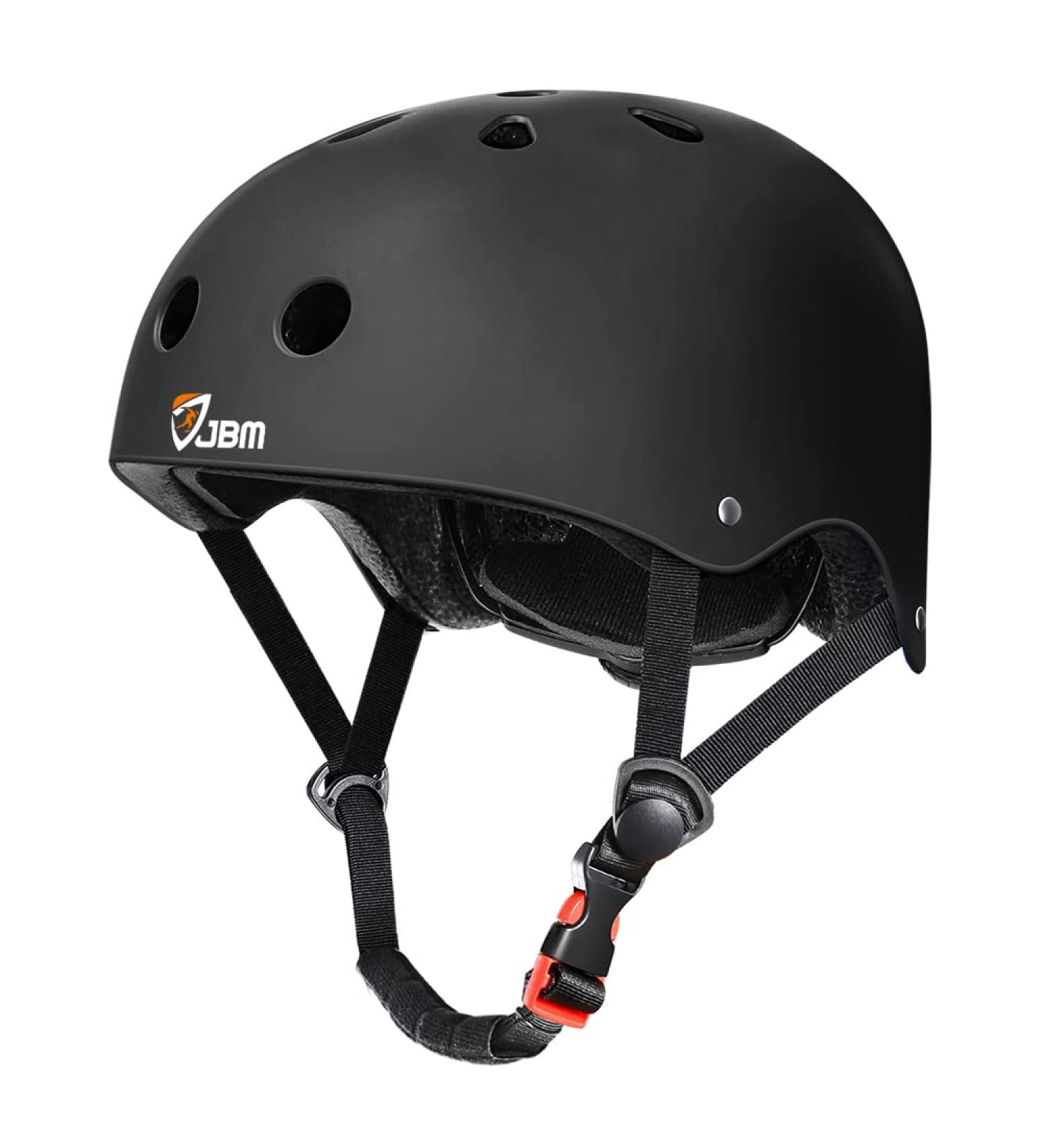 JBM Skateboard Helmet Adult Multi Sports Helmet for Skateboarding Scooter Roller Skating Black Large