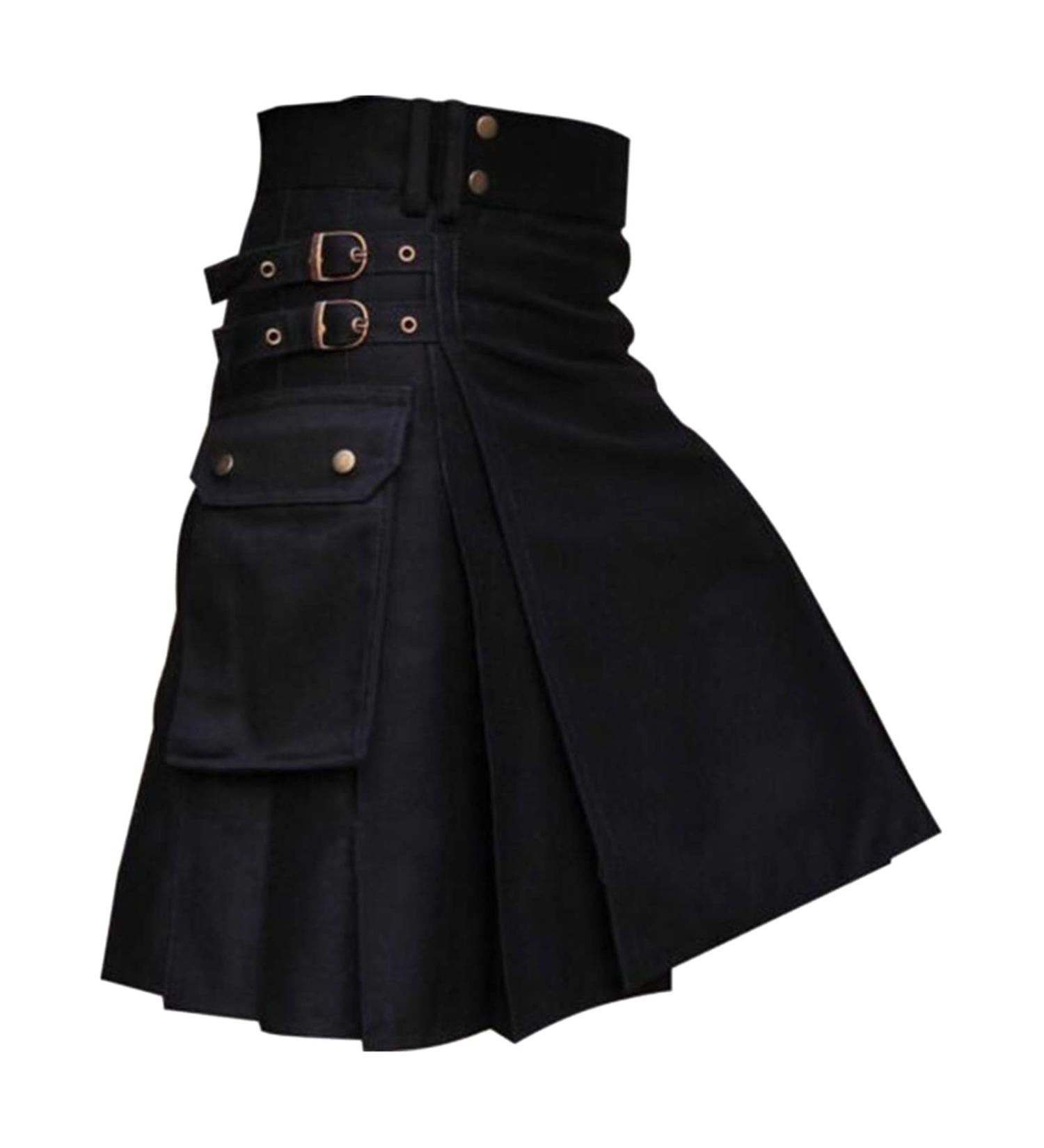 CEWIFO Red Punk Scottish Kilt | Vintage Skater Goth Skirt for Men | 4XL A3-Black | International Shipping Available - Buy Online on GoSupps.com