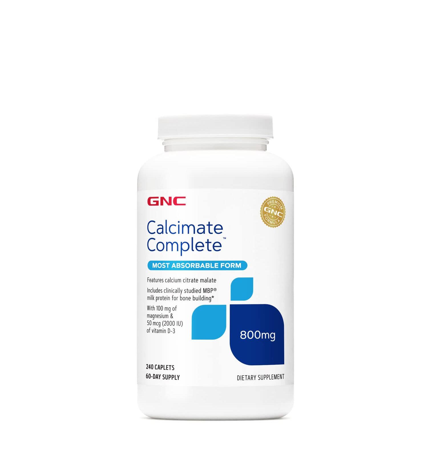 GNC Calcimate Complete 800mg - 240 Caplets | Bone Health Supplement - Buy Online on GoSupps.com
