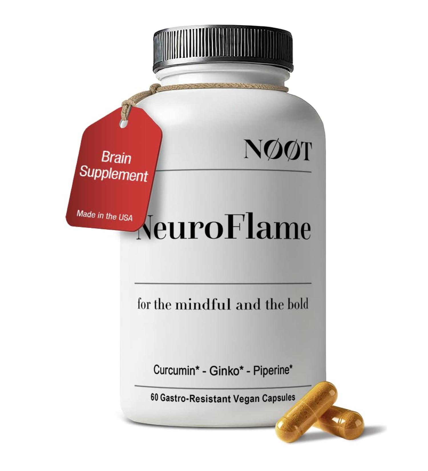 NOOT Neuro Flame - Ginkgo Biloba Supplement with Curcumin Brain Supplements for Memory and Focus Biohacking Nootropics Adaptogens Phytogens Natural Focus Supplement 60 Capsules - Buy Online on GoSupps.com