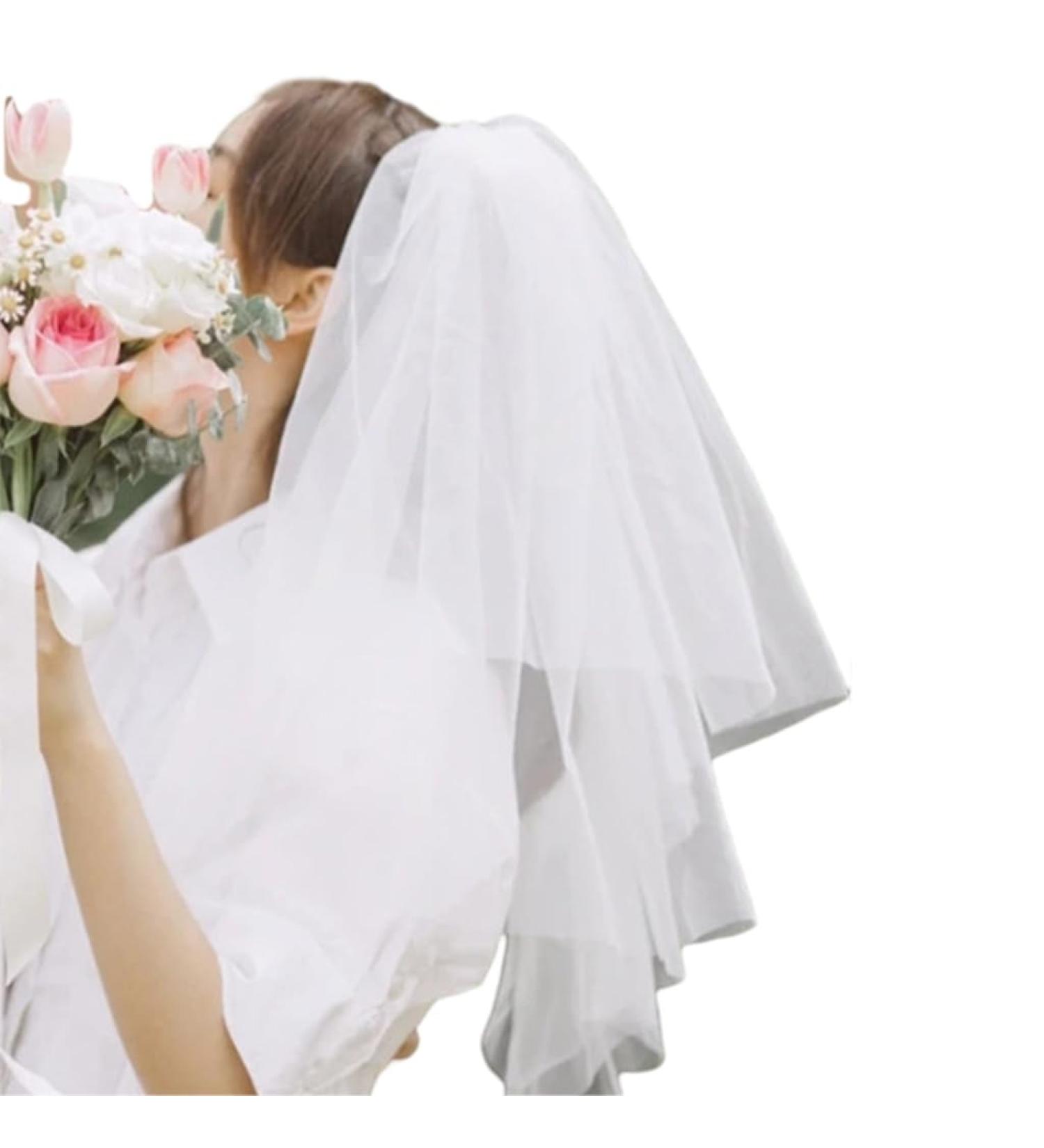 xbiez Pearl/Bowknot Long Tulle Marriage Bridal Veil with Fix Hair Comb/Clip for Marriage Wedding Celebration Party Headpieces Two layer plain B - Buy Online on GoSupps.com