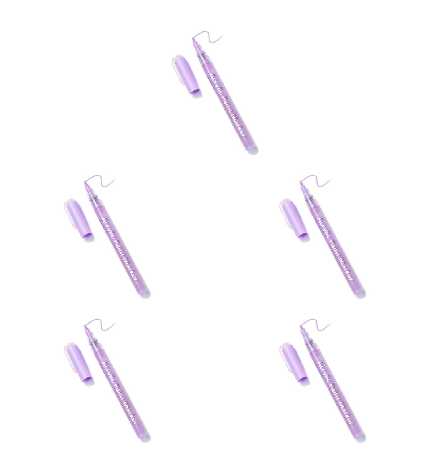 Unizhouxi Nail Painting Pen Labor-saving Grip Comfortable Nail Art Pen Drawing Painting Liner Brush for Female Purple 5Pcs