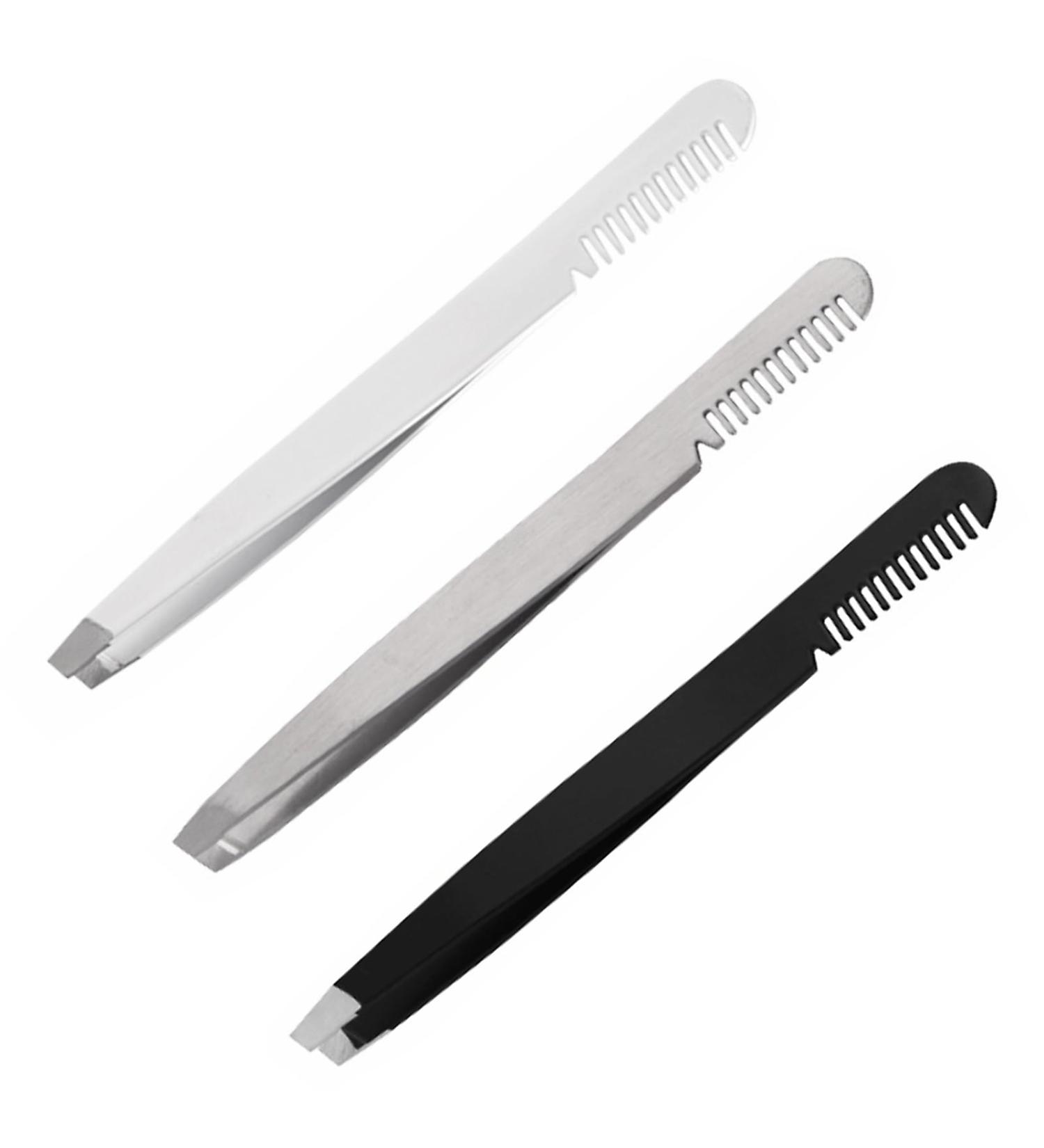 SWYSGS Tweezers for eyebrows stainless steel eyebrow tweezers for eyebrows beard splinters and all types of hair black white silver - Buy Online on GoSupps.com