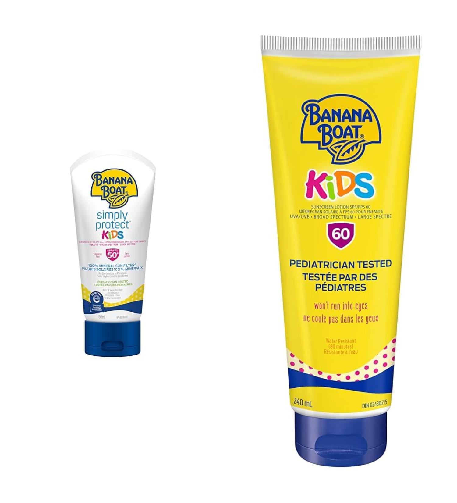 Banana Boat Simply Protect Kids Sunscreen Lotion SPF 50+ & Kids Tear Free Sunscreen Lotion Broad Spectrum SPF 60 240mL - Buy Online on GoSupps.com