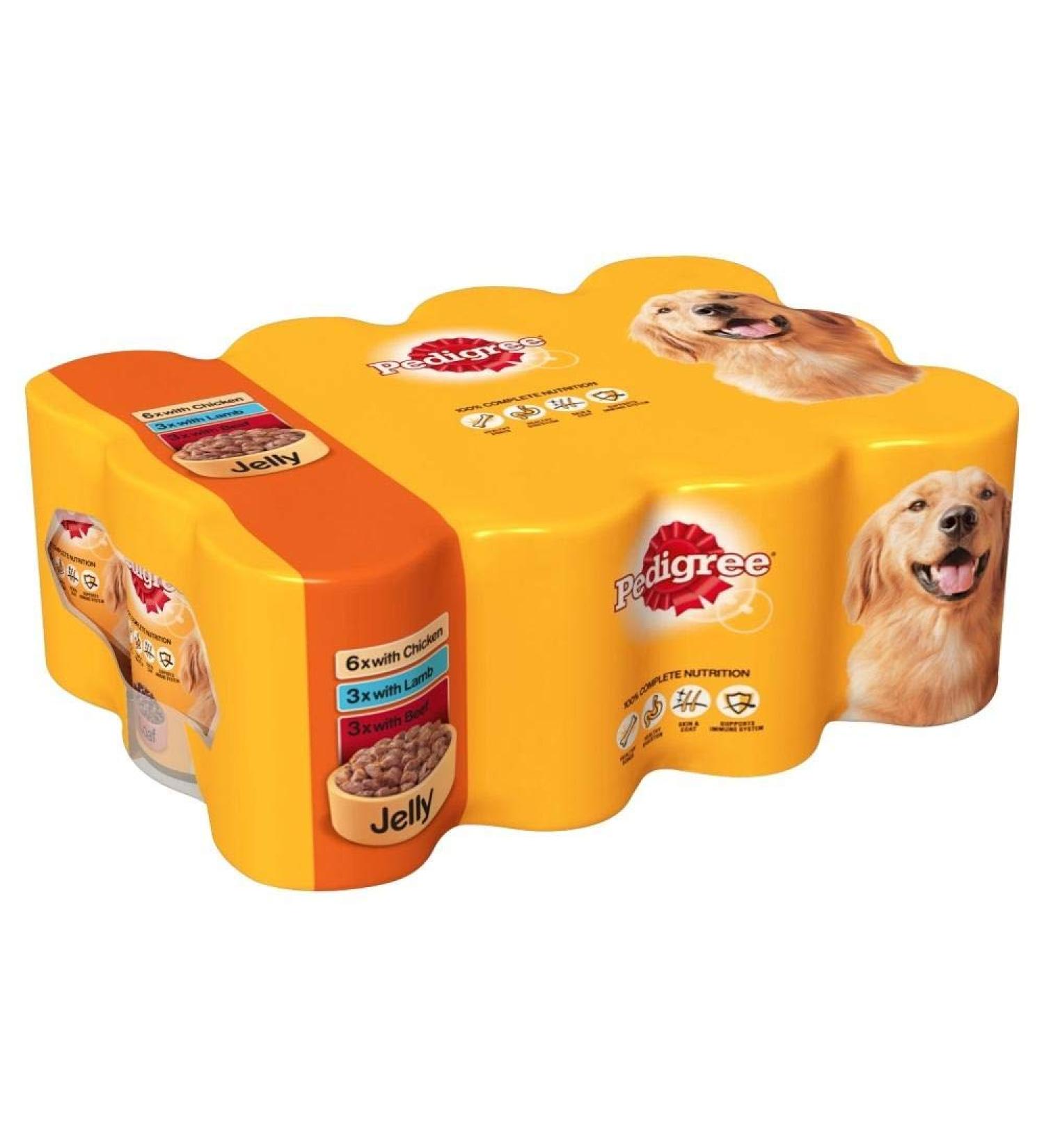 Pedigree Dog Tins Assorted Jelly Tins 12 x 385g