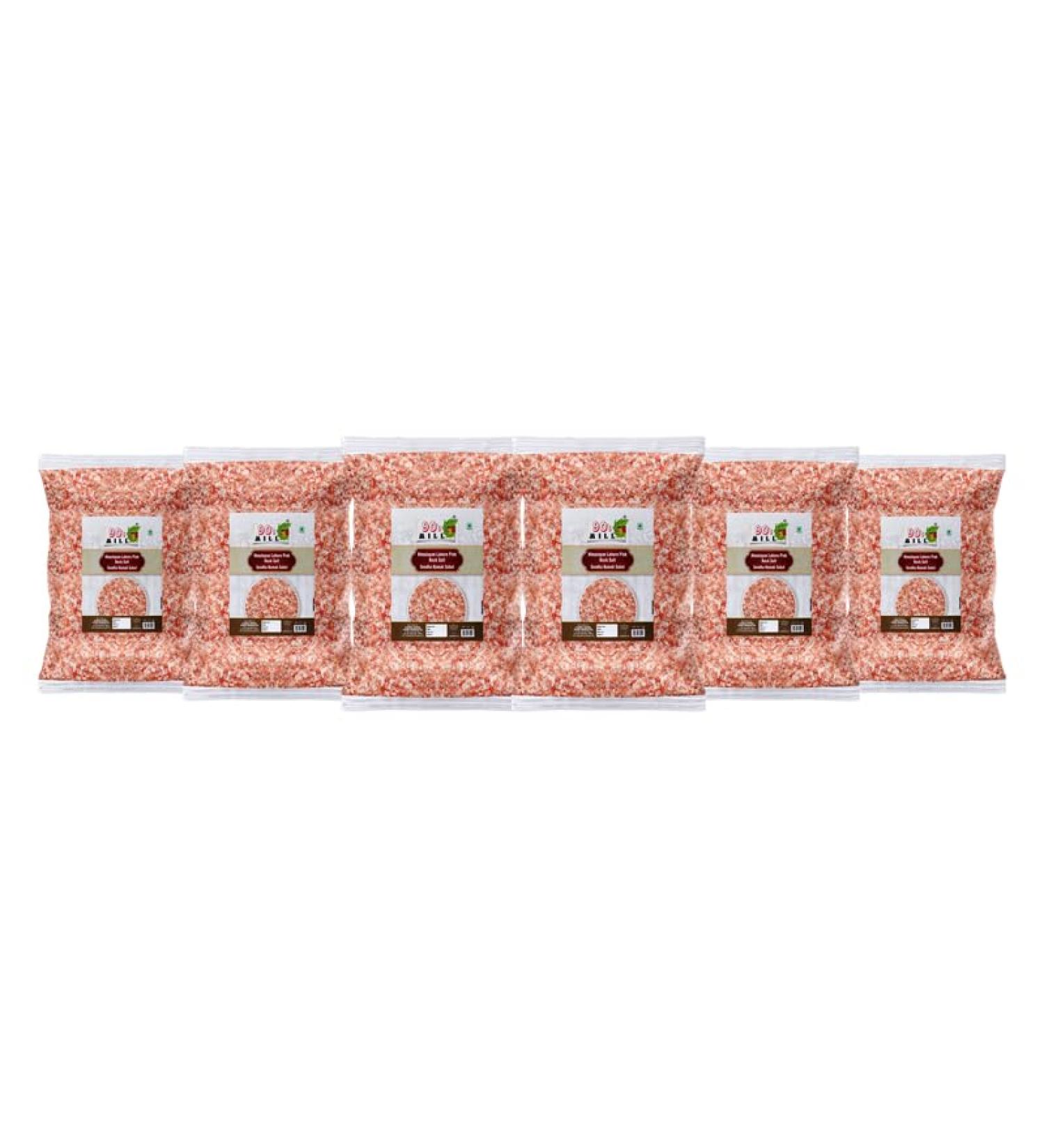 90's MILL Rock Salt Chunks | Ancient Crystal Sendha Namak with Natural Trace Minerals | Natural Whloe Saindhava Lavana Crystal Rock Salt Chunks Granules Rich In Calcium Potassium-850GM*6Pack - Buy Online on GoSupps.com