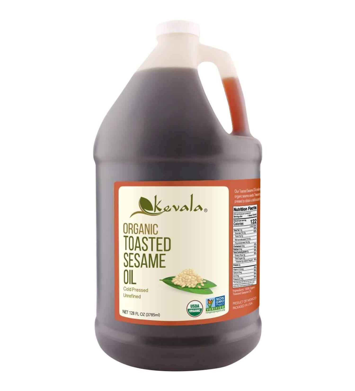 Kevala Organic Toasted Sesame Oil 1 Gallon - 128 Fl Oz | Pure & Unrefined - Buy Online on GoSupps.com