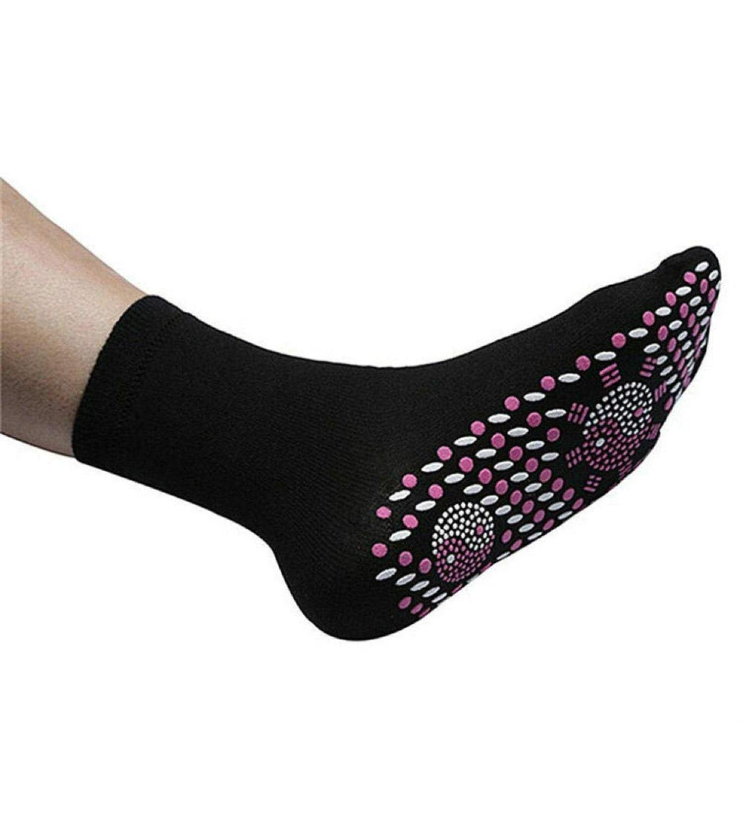 Tourmaline Magnetic Socks - Self-Heating Therapy for Pain Relief | Unisex Massage Socks in Black | One Size Fits All - Buy Online on GoSupps.com