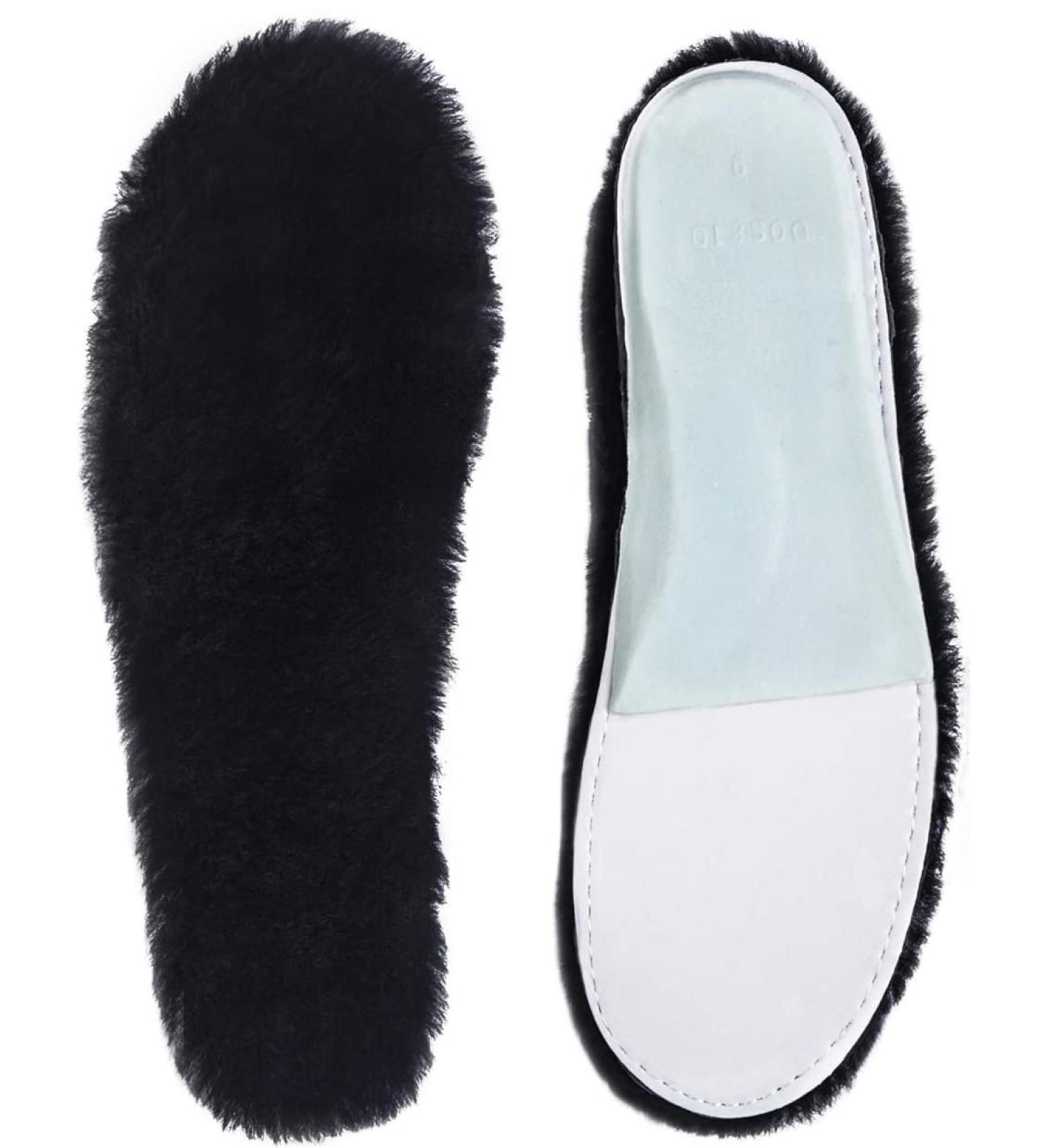 Black Sheepskin Insoles for Women | Premium Wool Fur Fleece Inserts | Cozy & Fluffy Comfort | Size 7 US - Buy Online on GoSupps.com