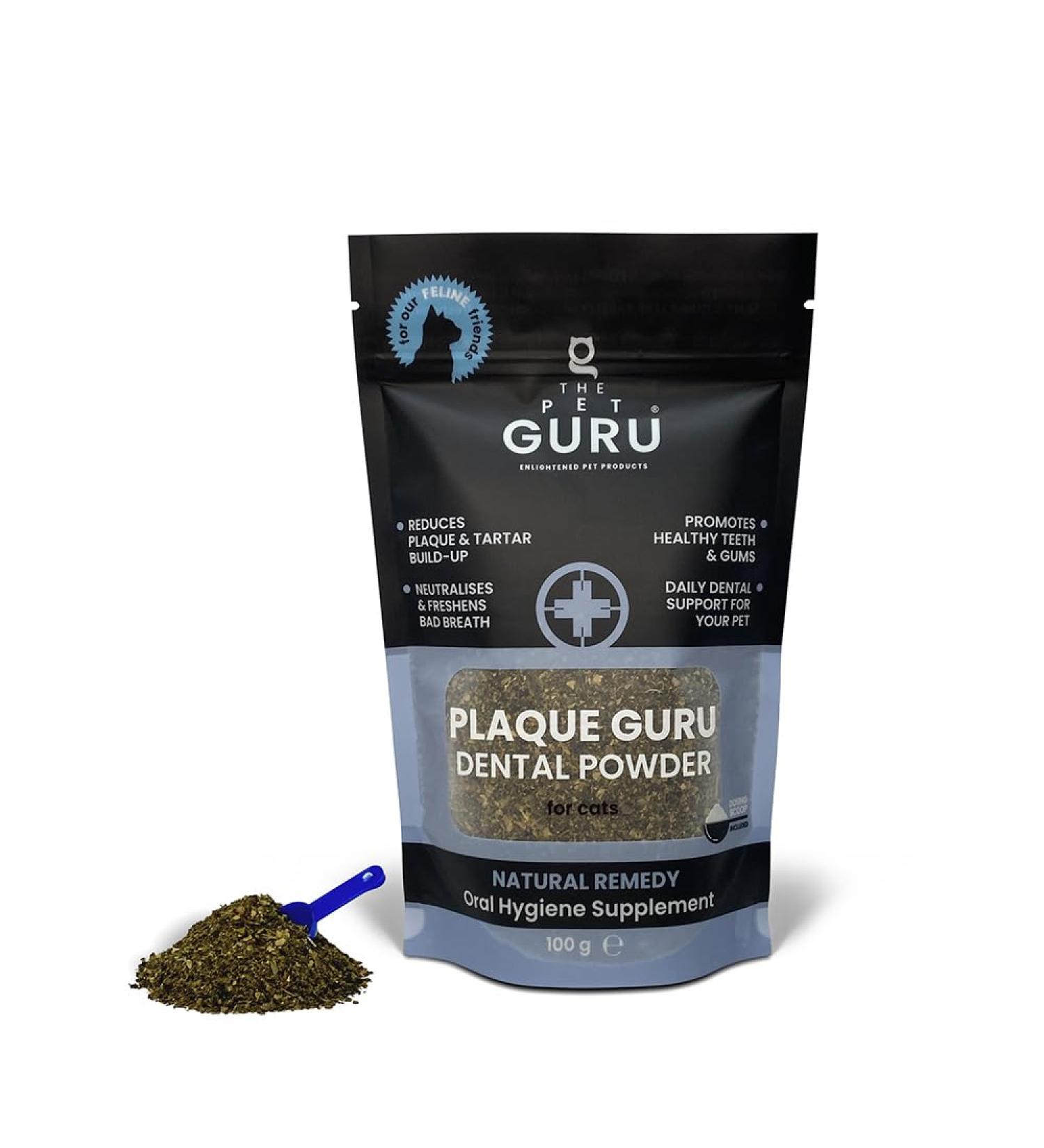 THE PET GURU Plaque Guru Oral Hygiene Supplement for Cats 100g Dental Care Powder Reduces Plaque Fresh Breath Reduces Gum Inflammation Health - Buy Online on GoSupps.com