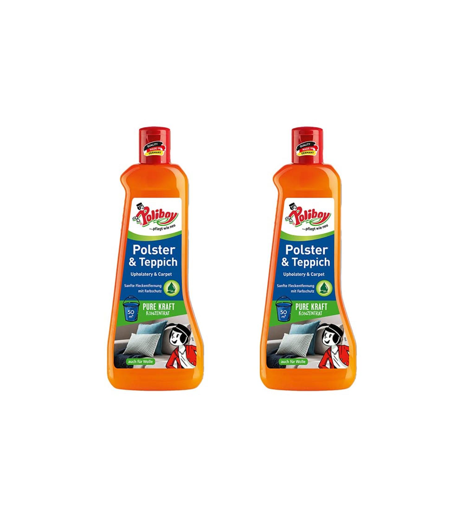 Poliboy - upholstered carpet cleaner - gentle stain removal - cleaner for upholstery and carpets - soil cleaning - 2x500ml (1 liter) - Made in Germany carpet cleaning 1 l (1 Pack)